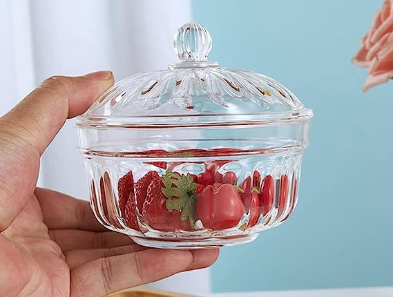 123Arts Airtight Plastic Candy Dish with Lid - Sugar Bowl, Spice Jar, Kitchen Storage Container for Candy, Cookies, Tea, Coffee & Spices | Perfect for Pantry Organization & Party Serving