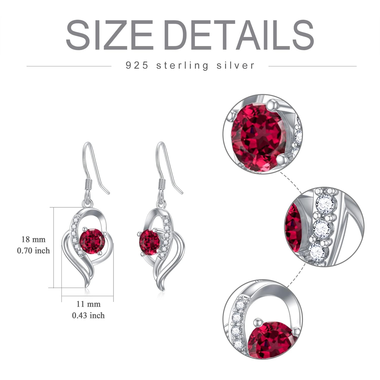 Seiyang 925 Sterling Silver Birthstone Dangle Earrings for Women - Elegant Fine Jewelry Gift for Birthday, Anniversary, Graduation | Perfect for Parties, Weddings & Everyday Wear