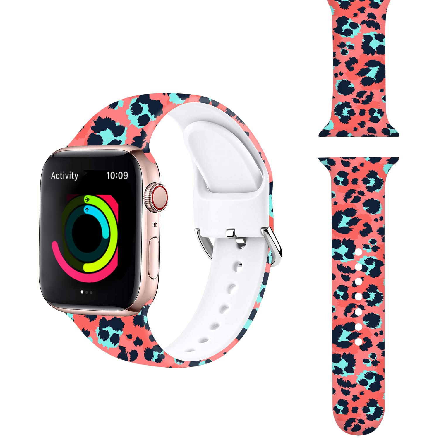 Soft Silicone Replacement Bands for Apple Watch 38mm 40mm 41mm 42mm 44mm 45mm - Fashion Printed Wristbands Compatible with Series 7/6/5/4/3/2/1 - Perfect for Workouts, Running & Everyday Wear for Men & Women
