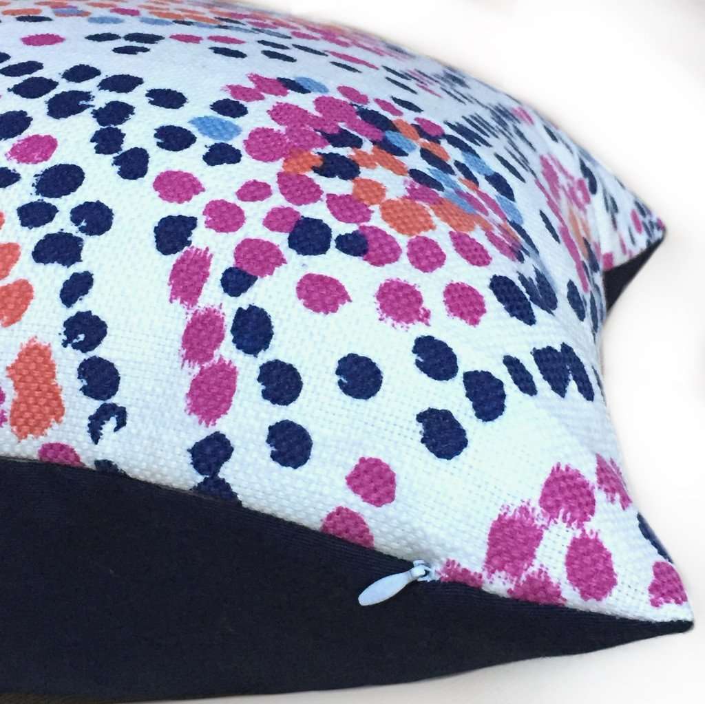 Modern Pointillist Mosaic Medallion Pillow Cover - Blue, Pink, Orange & White Abstract Design | Bohemian Home Decor for Living Room, Bedroom or Sofa
