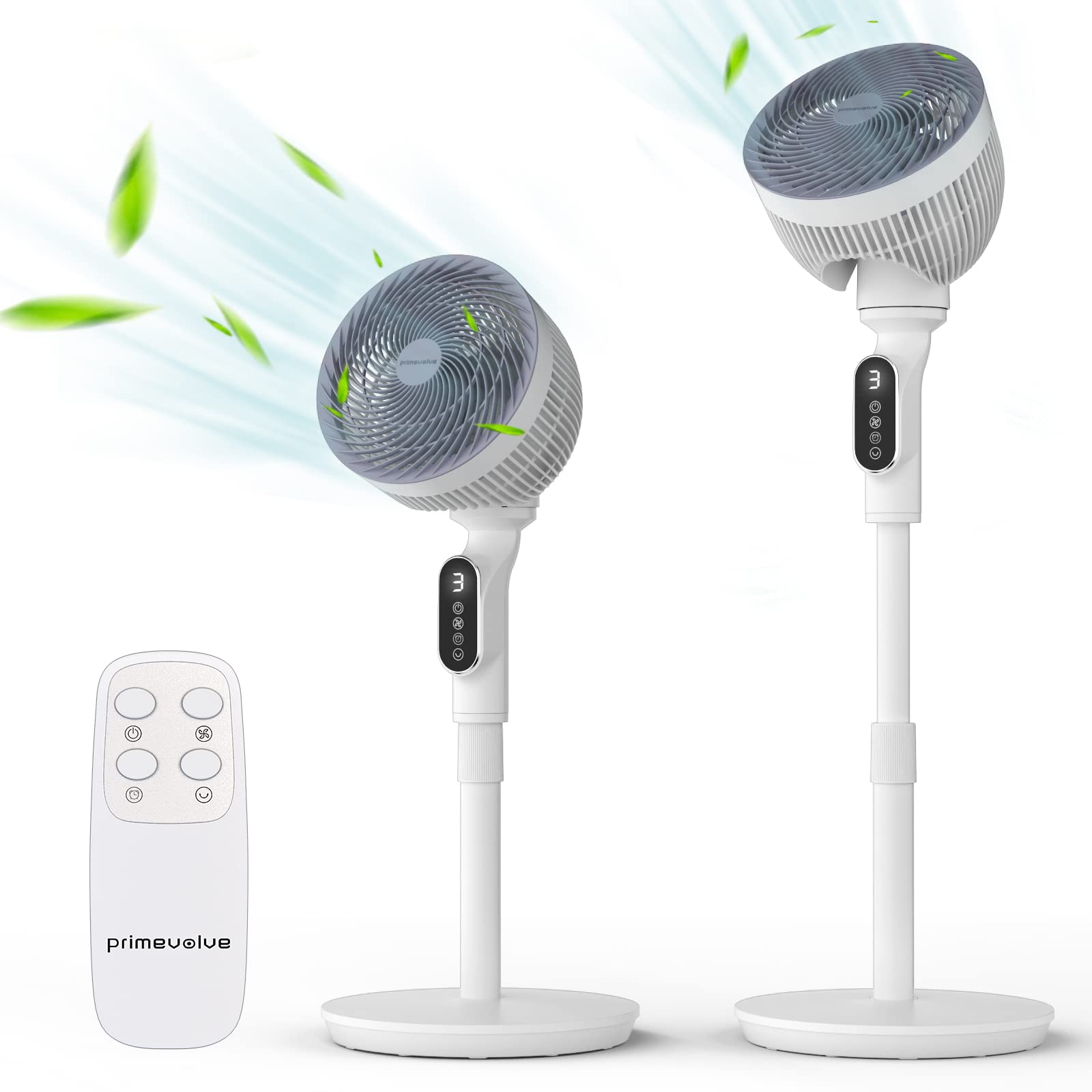 Primevolve 10.6 Inch Oscillating Fan - 6 Speed Adjustable Air Circulator with Powerful Airflow, Height Adjustable for Bedroom, Office, Kitchen - White | Perfect for Home Cooling & Air Circulation