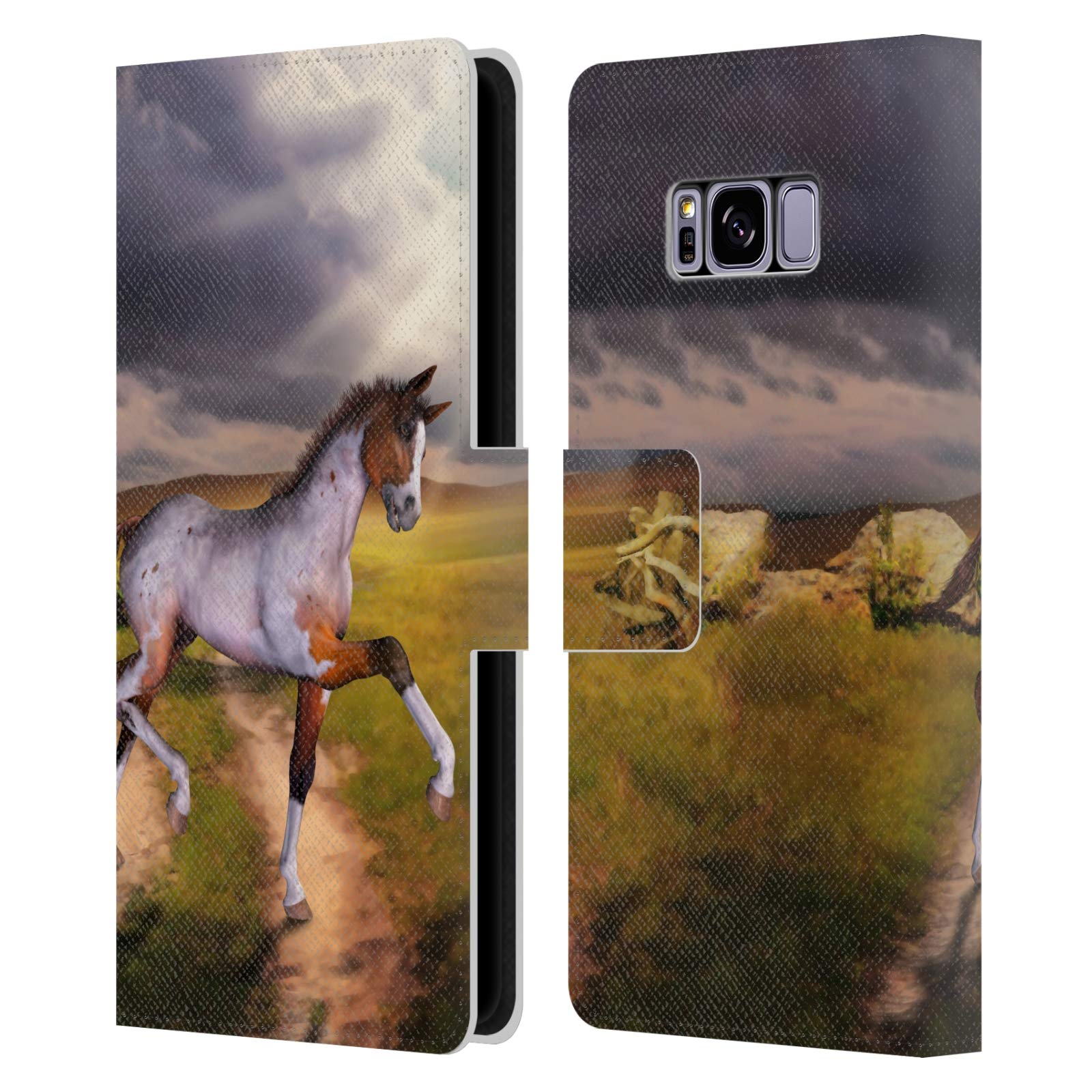 Simone Gatterwe Little Foal Horses Leather Book Wallet Case for Samsung Galaxy S8 – Officially Licensed Head Case Designs | Perfect for Work, Travel & Everyday Use