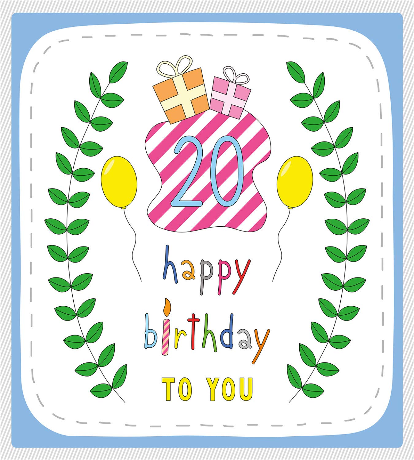 Ambesonne 20th Birthday Duvet Cover Set - 3 Piece California King Bedding with Balloons & Party Decor (Green, Blue, Pink) | Perfect for Surprise Parties & Teen Bedroom Decor