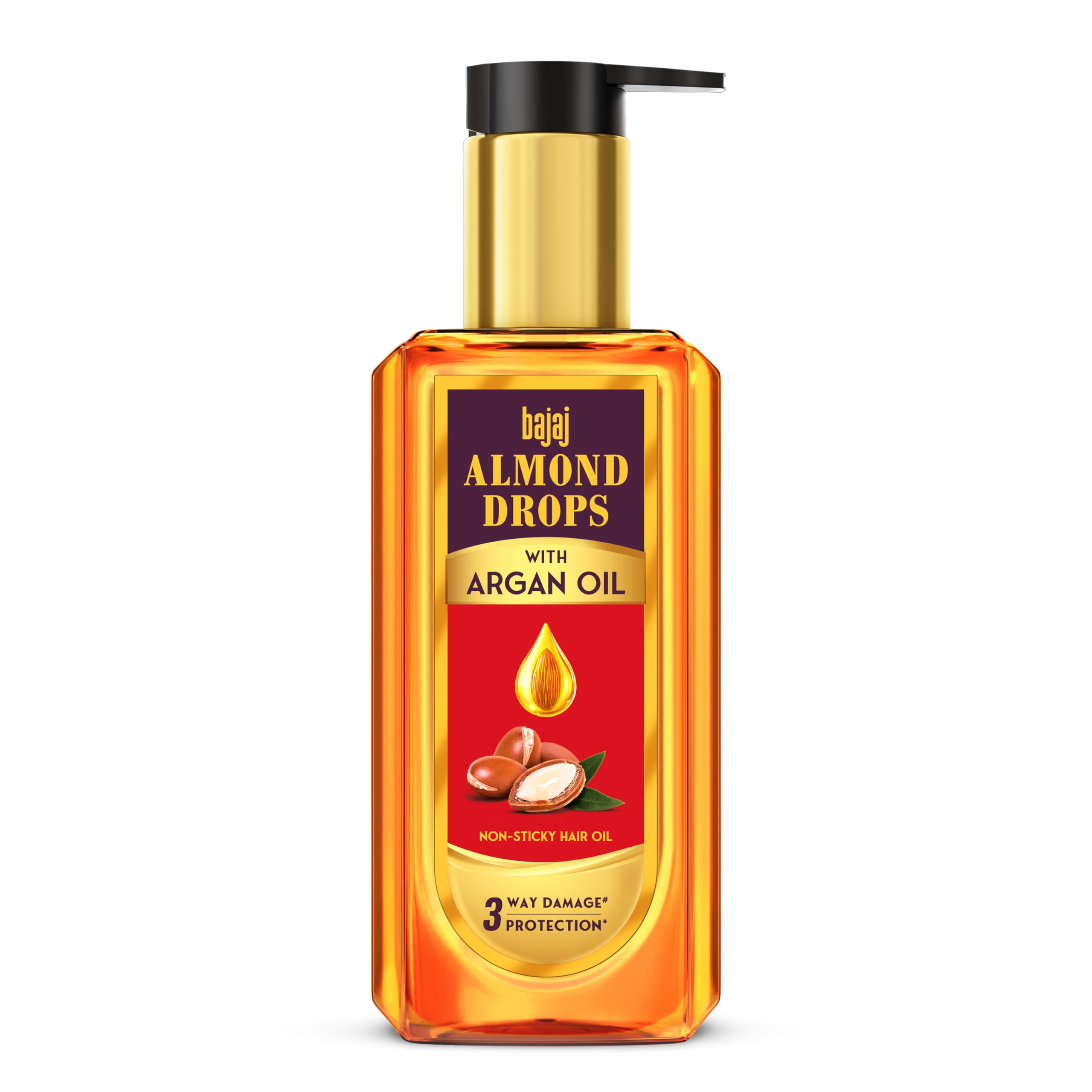 Bajaj Almond Drops Non-Sticky Hair Oil with Almond & Argan Oil - 100ml for Damage Protection, Hair Growth & Shine | Perfect for Daily Hair Care, Frizz Control & Scalp Nourishment