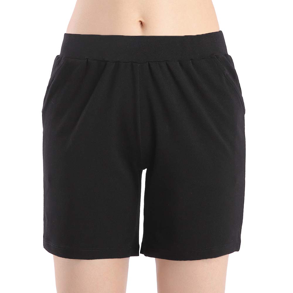 QingWan Women's Athletic Shorts with Pockets - High Waist Elastic Gym Yoga Running Short Pants for Workout, Lounge & Summer Wear