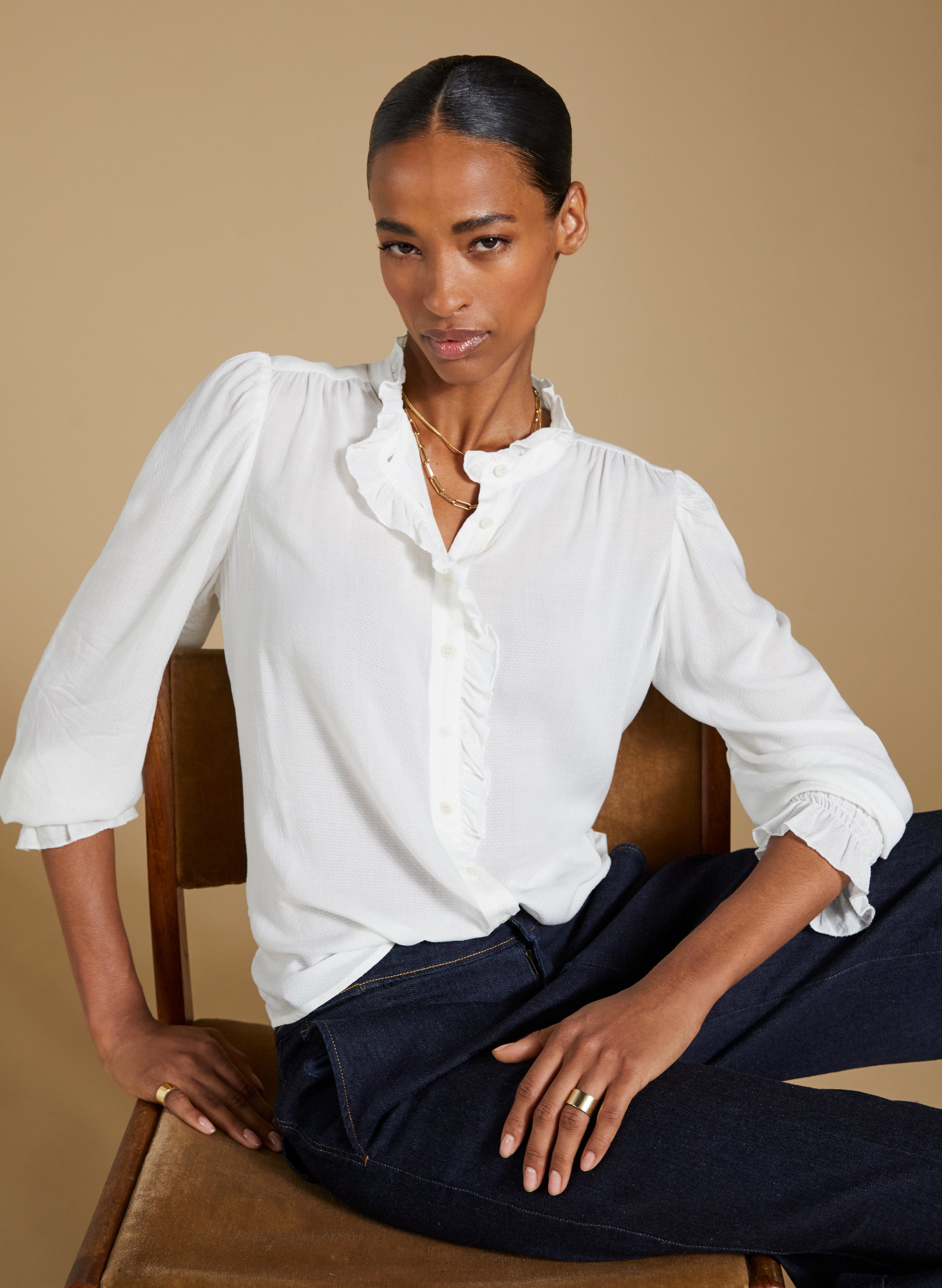 Aurora Frill Neck Sheer Blouse - Women's Elegant See-Through Top for Party & Date Night | Perfect for Evening Events, Cocktail Parties & Romantic Dinners