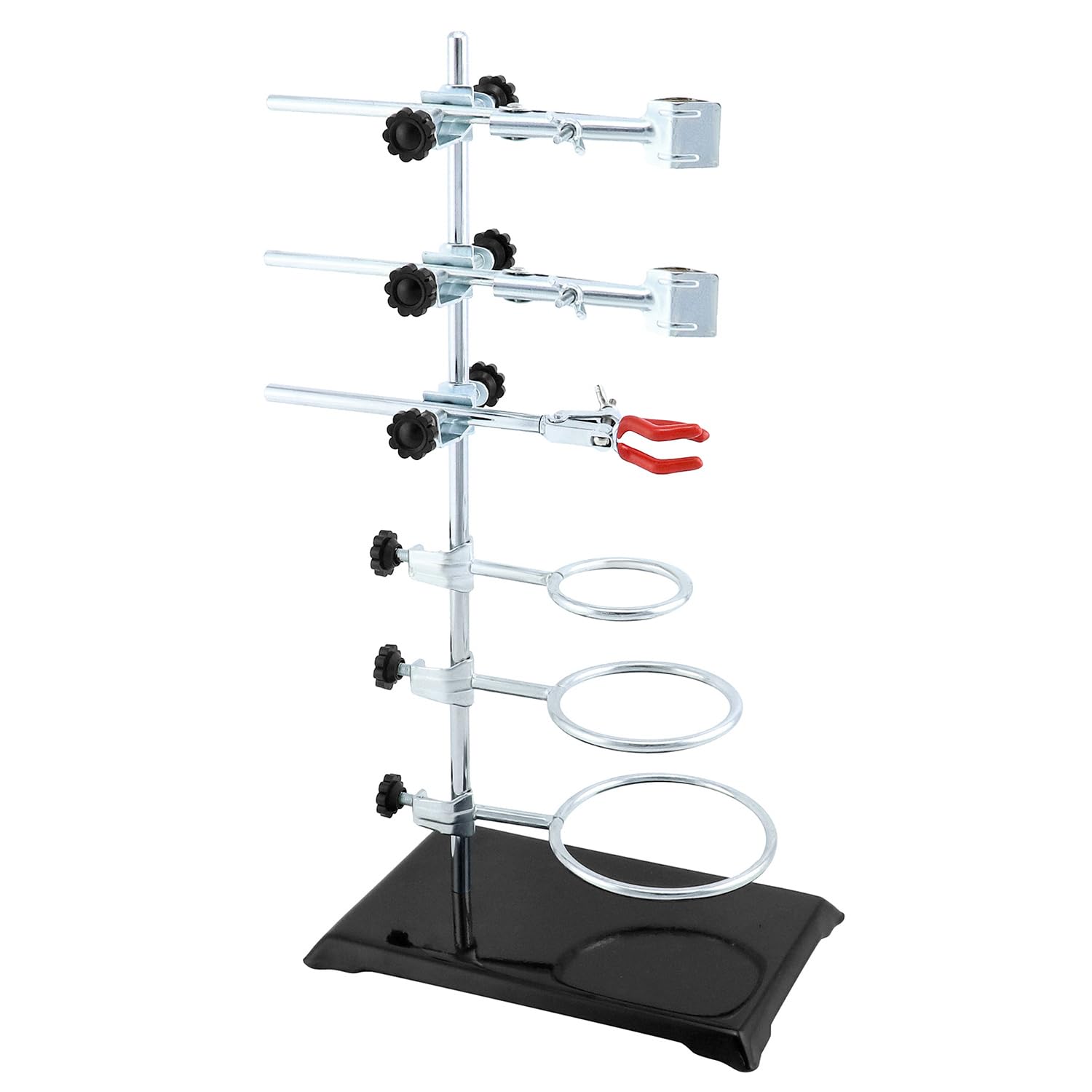 QWORK 2-Pack Laboratory Grade Metalware Set - Lab Support Stand with Iron Clamp, Flask Clamp & Condenser Stand for Chemistry Experiments, Science Labs & Classroom Use