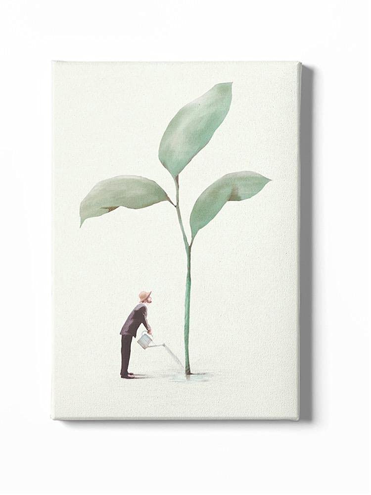 20x30 Canvas Wall Art - Watering A Giant Plant Painting for Home & Office Decor | Perfect for Living Room, Bedroom, or Office Space