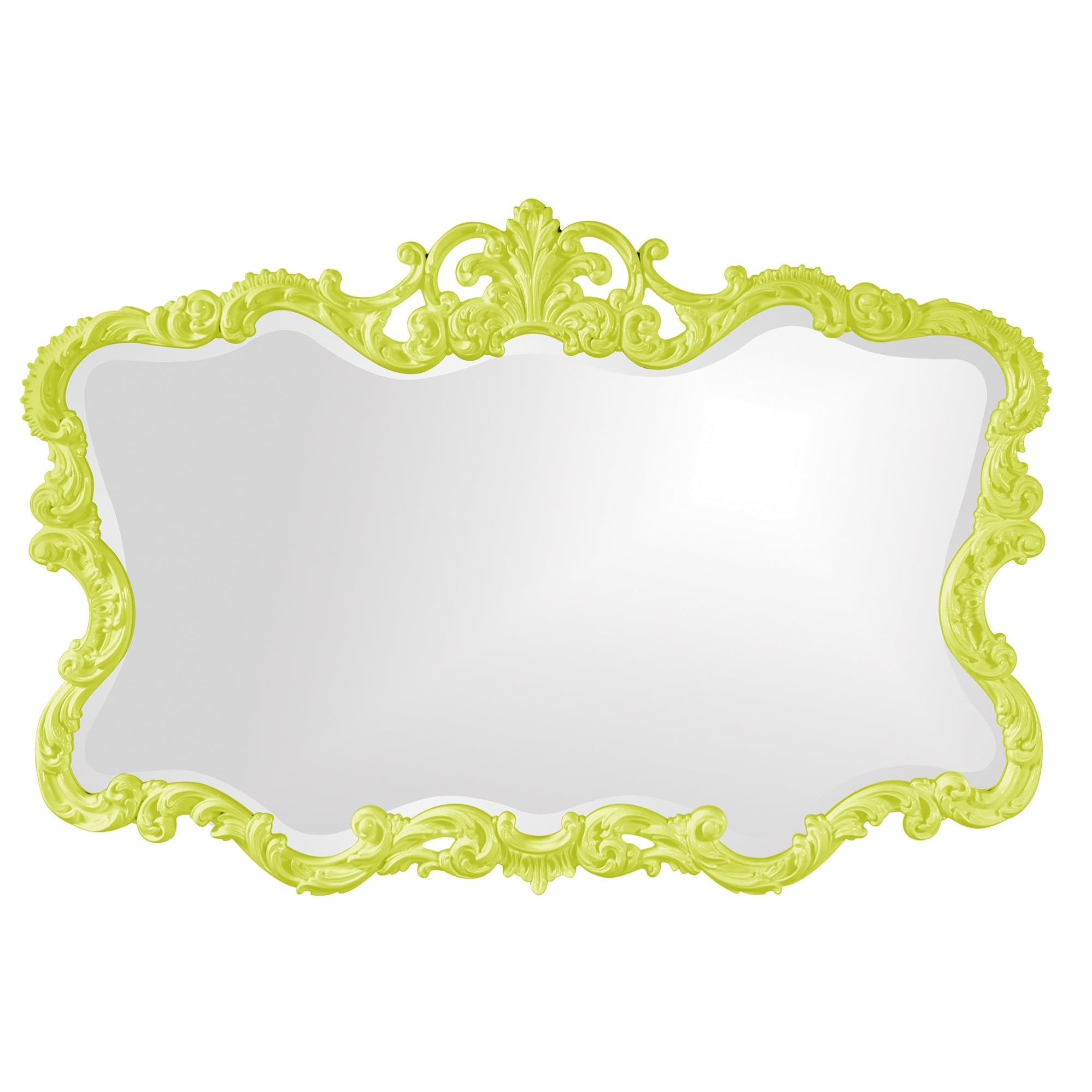 Howard Elliott Antiqued Talida Mirror - Ornate Rectangular Wall Mirror with Resin Frame, Glossy Green Finish, 27