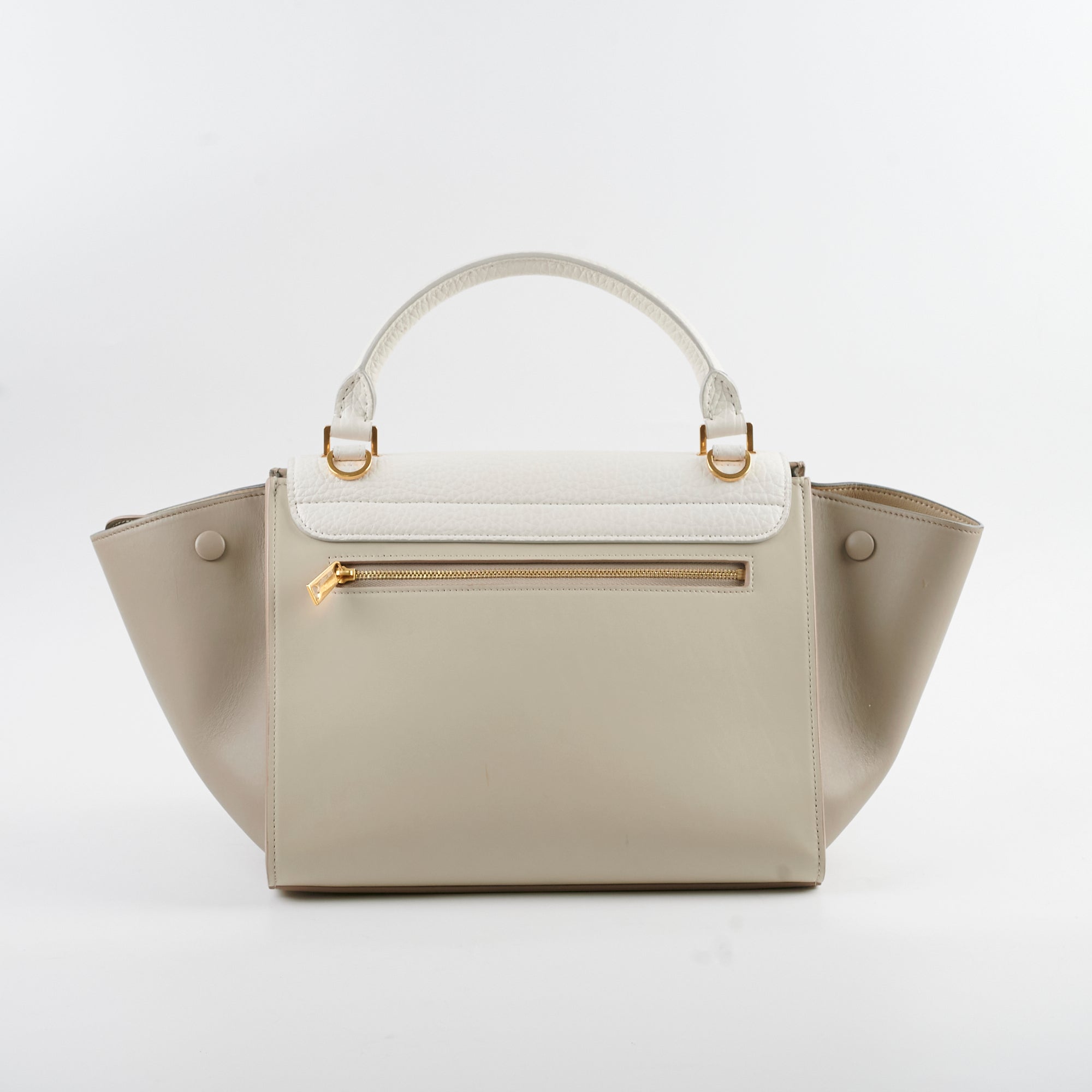 Celine Trapeze Small Leather Handbag in Beige & Cream - Perfect for Work, Travel & Everyday Use