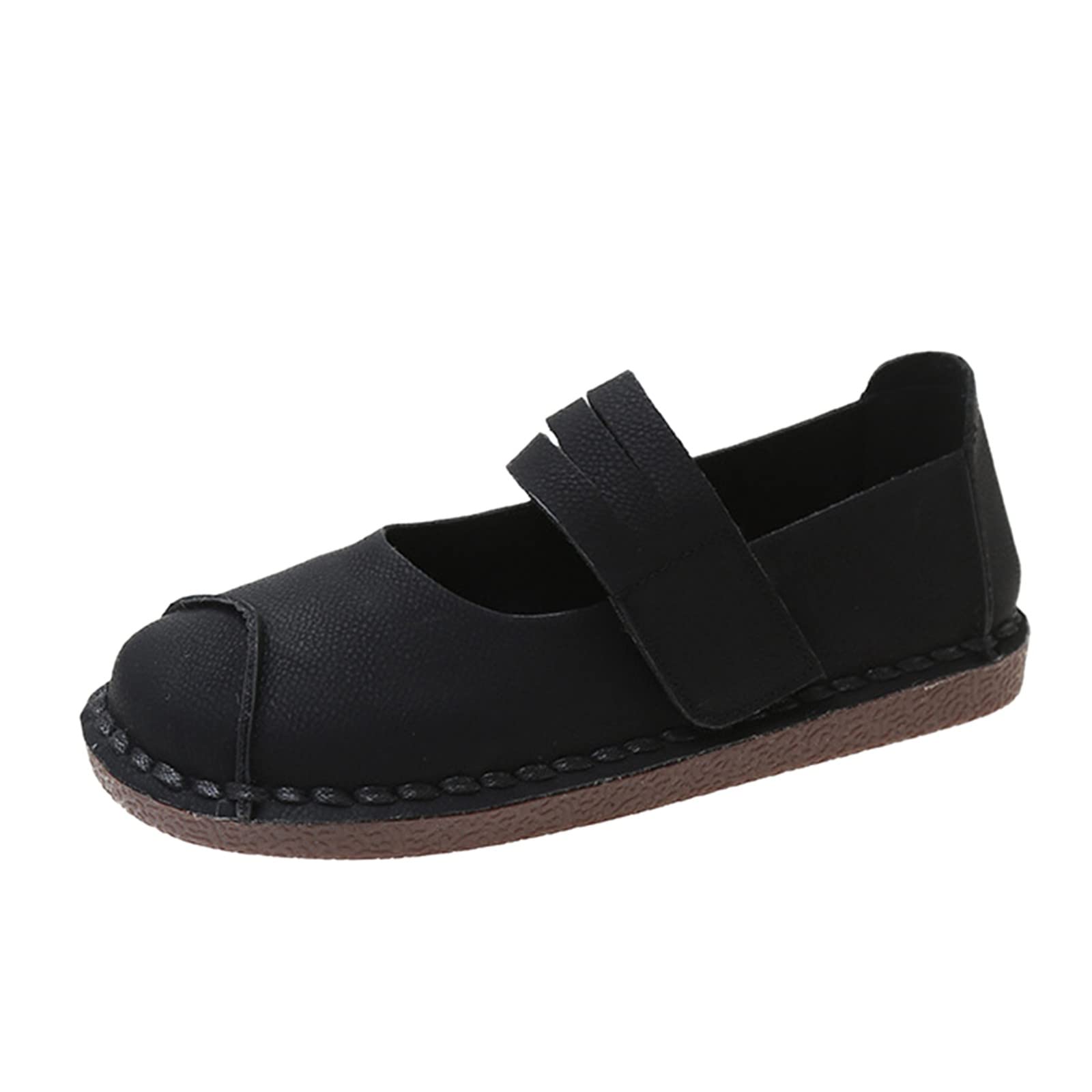 Women's Casual Flats Shoes - Soft Retro Slip-On Comfortable Spring & Summer Loafers - Breathable Lightweight Water Shoes for Walking, Travel & Daily Wear (Black, Size 8.5)