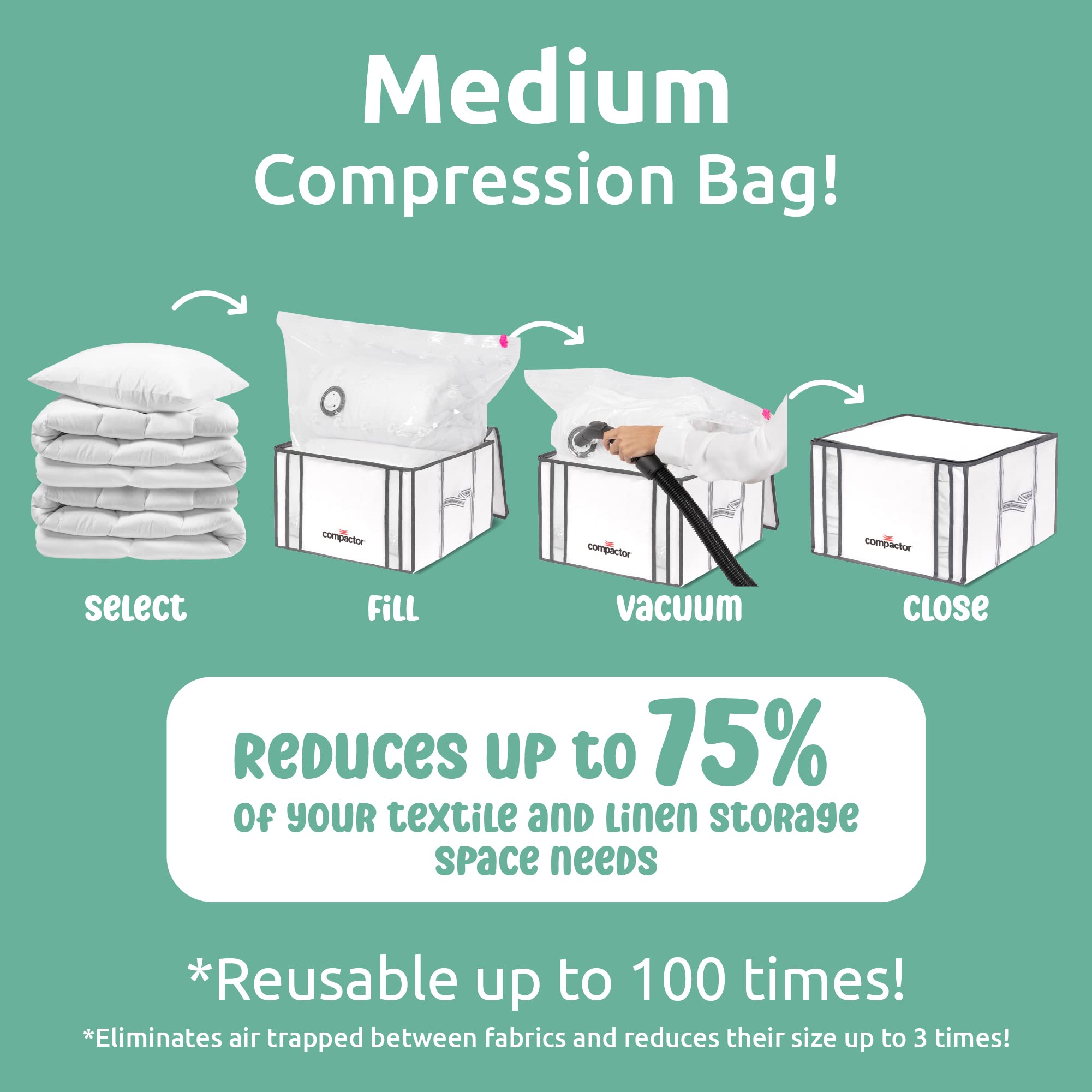 Space Saving Vacuum Storage Bags with Semi-Rigid Box - 125L Medium Vacuum Seal Bags for Clothes, Christmas Decorations & Seasonal Storage - Compact Vacuum Bags for Travel, Moving & Home Organization