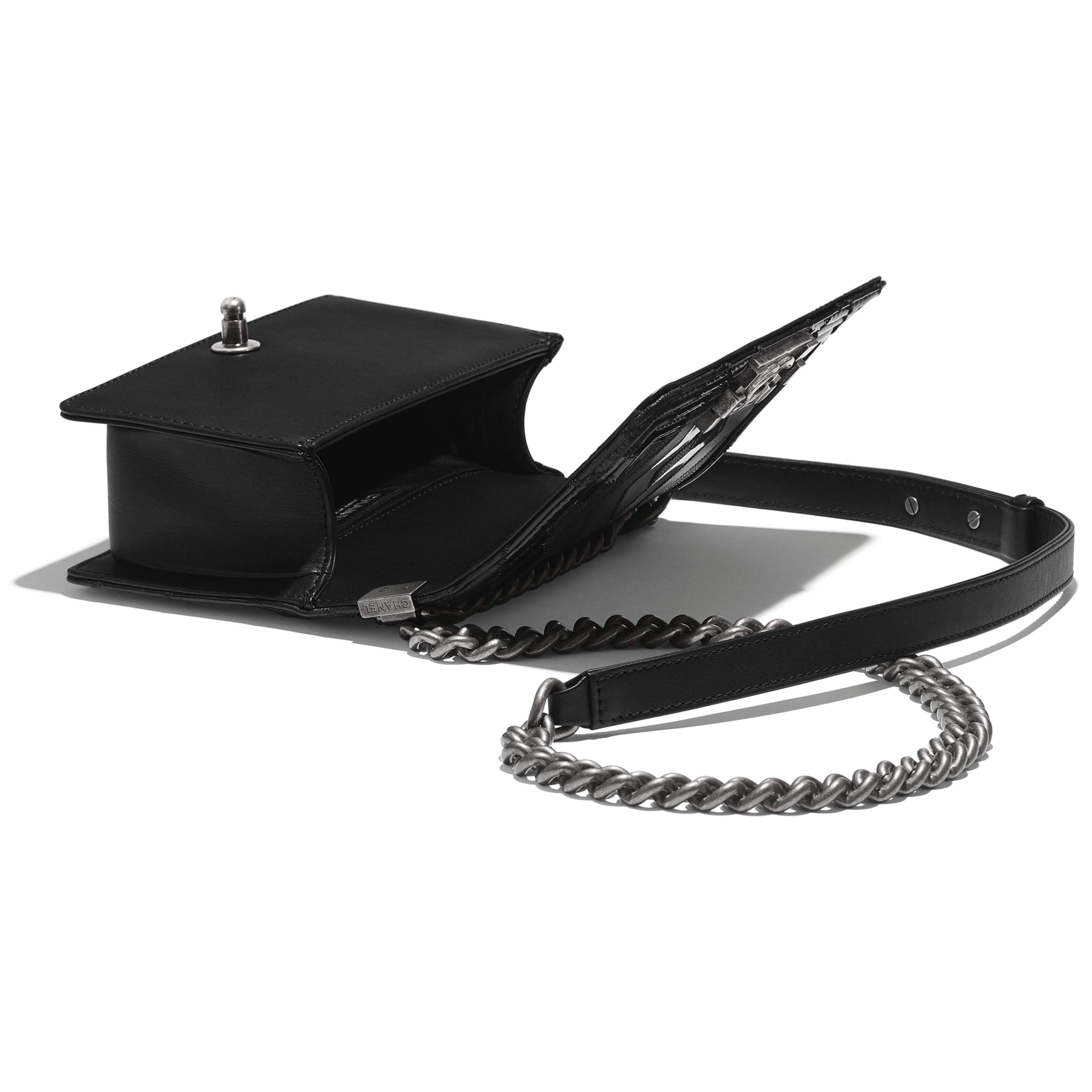 Chanel Le Boy Wallet On Chain WOC - Black Chevron Lambskin Leather Crossbody Bag for Women | Perfect for Evening Events, Date Nights & Luxury Fashion Accessories