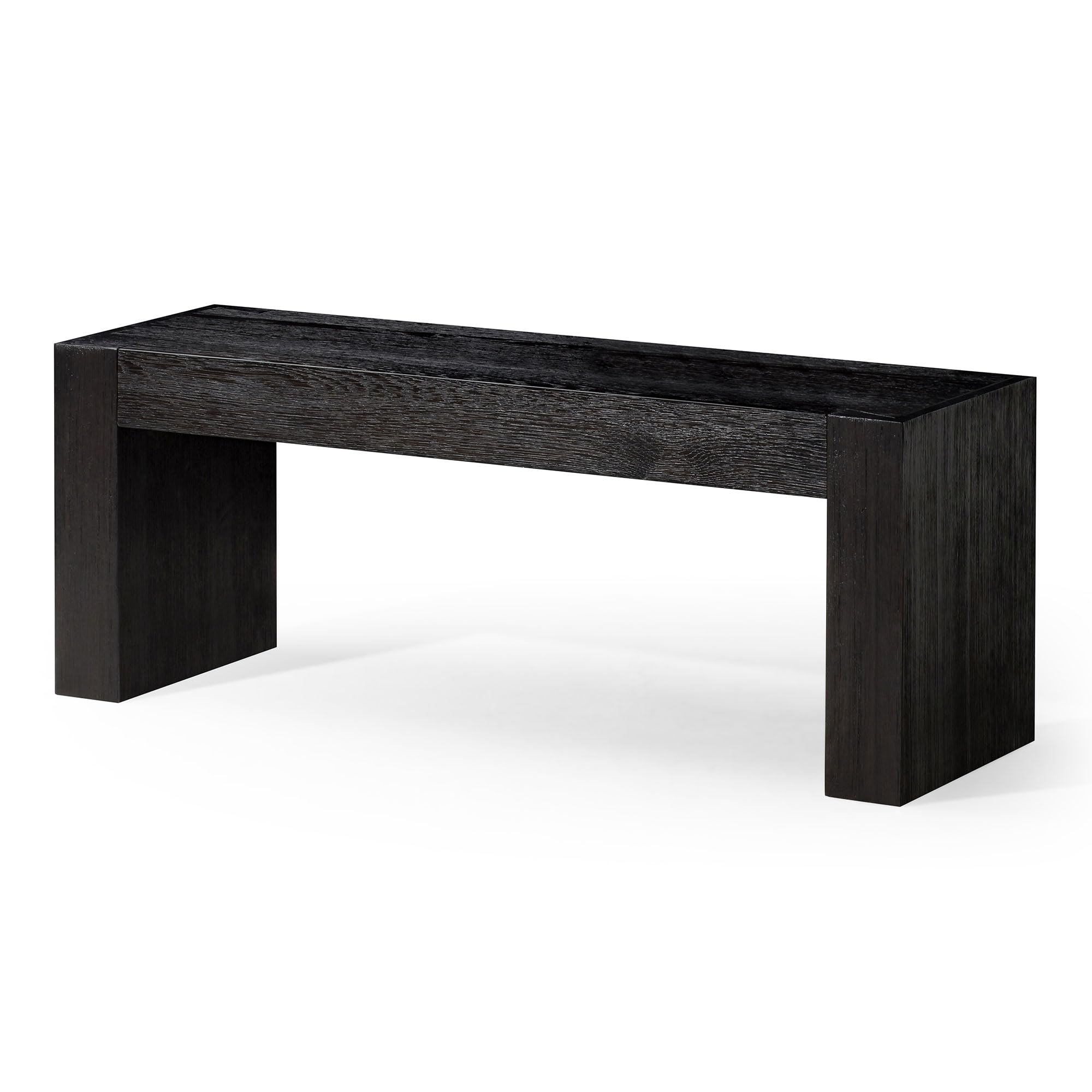 Maven Lane Zeno Contemporary Wooden Backless Bench - Modern Dining Room, Kitchen Table, Entryway, Foyer & Lobby Seating in Weathered Black Finish - Perfect for Small Spaces, Hallway Decor & Farmhouse Style Homes