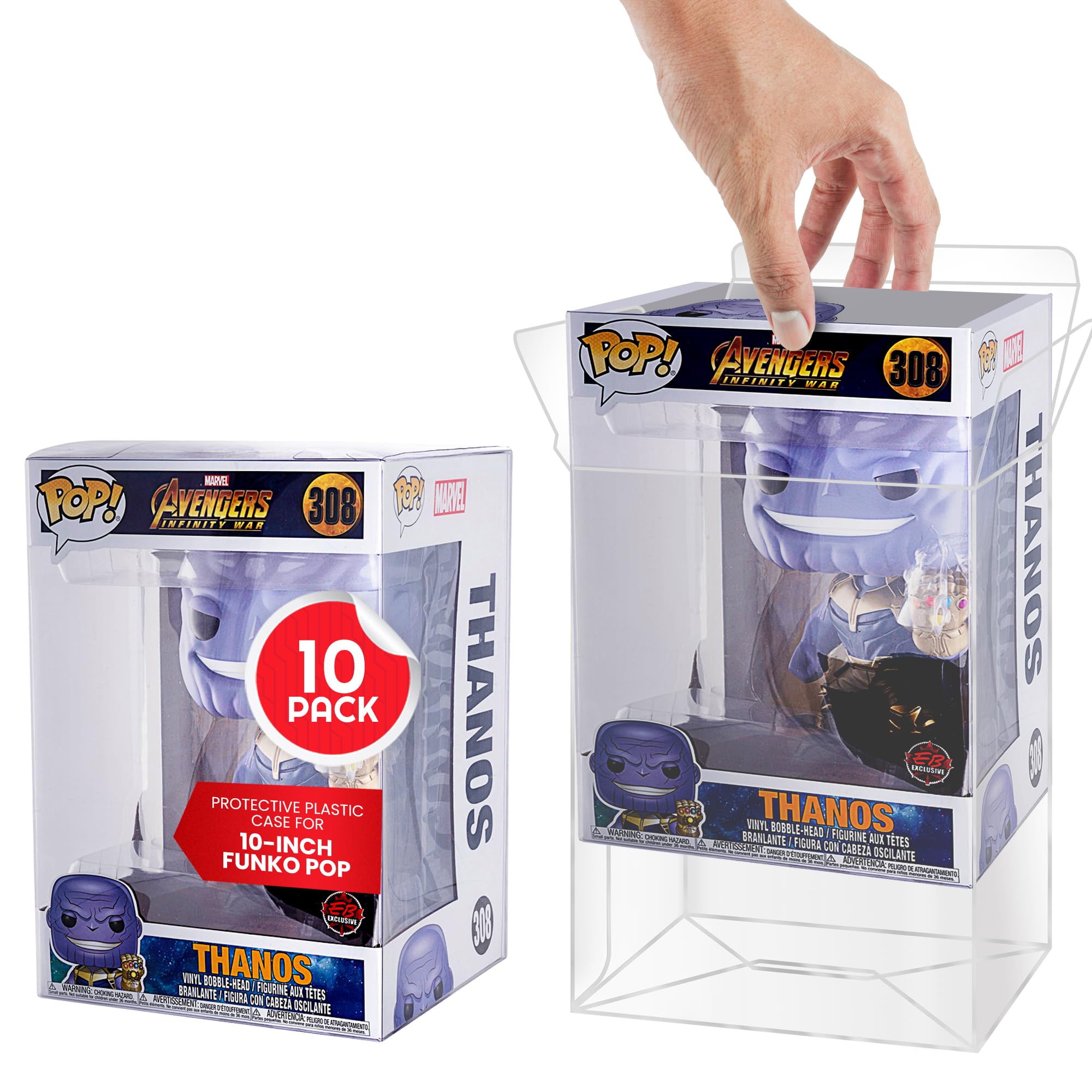 EVORETRO 10 Inch Pop Protector for Funko Pop Figures - 10 Pack - 0.35mm Clear Thick PET Plastic Display Case, Anti-Scratch & Stackable - Perfect for Collectors, Home Decor, and Gift Display