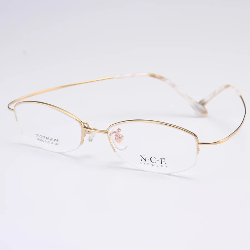 Bclear Women's Semi-Rimless Oval Square Titanium Eyeglasses Frame - Lightweight & Durable for Work, Reading & Fashion (Model 18026)
