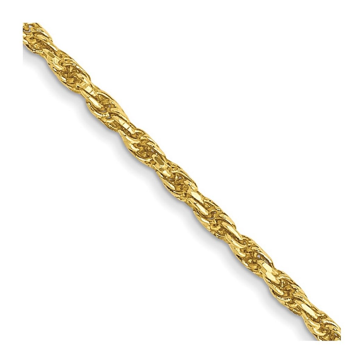 10k Yellow Gold Solid 1.5mm Sparkle Cut Rope Chain Anklet - 9 Inch Lobster Claw Bracelet for Women & Men | Elegant Ankle Jewelry for Parties, Weddings & Everyday Wear