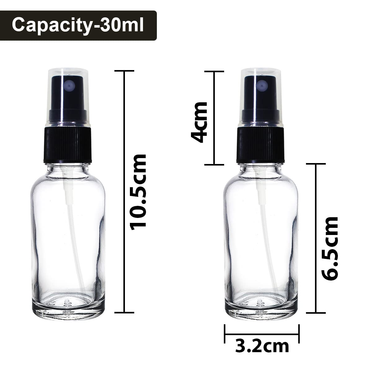 Refillable 30ml Clear Glass Fine Mist Spray Bottles with Pump for DIY Perfume, Essential Oils, Aromatherapy Blends & Beauty Products - Perfect for Travel, Home Scenting & Skincare Routines (Pack of 3)