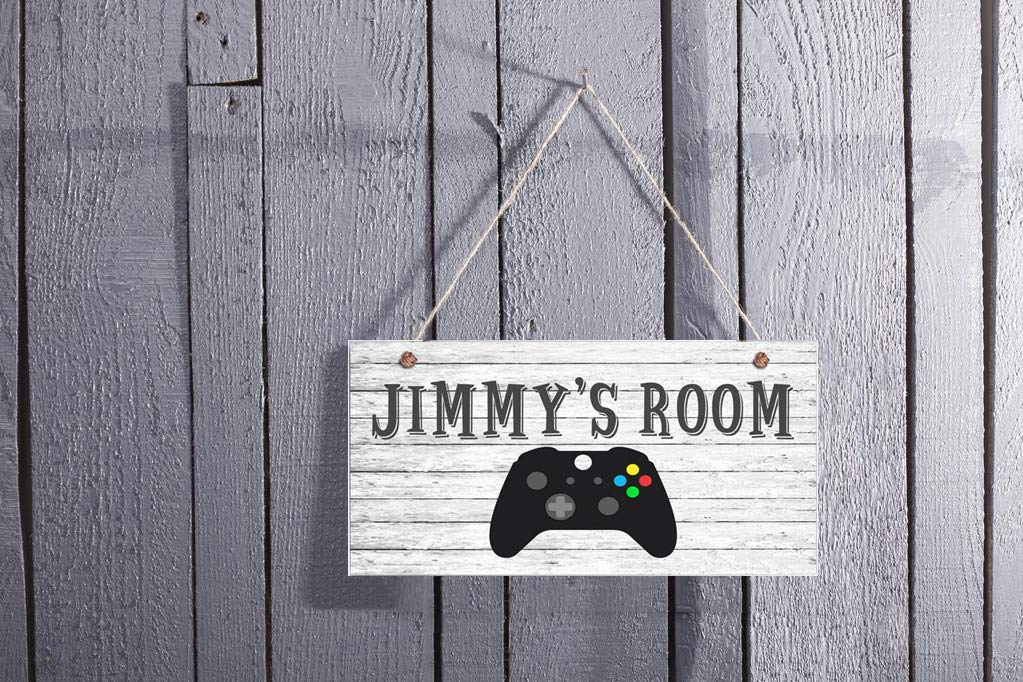Personalized Gamer Door Sign - Custom Name Rustic Game Controller Plaque - Unique Kids Room Decor for Nursery & Gaming Room
