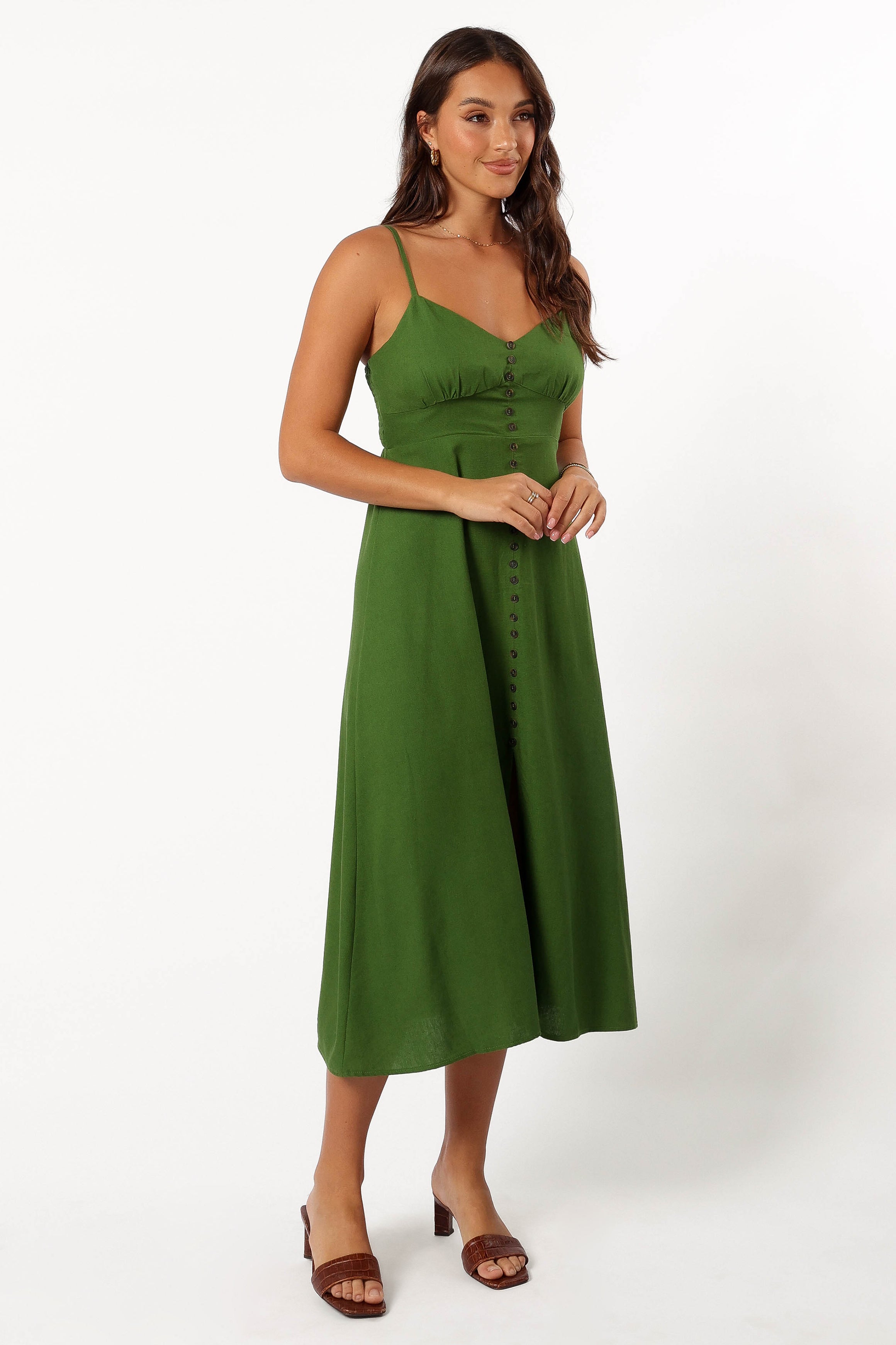Darby Midi Dress in Ibiza Green - Flowy Summer Dress for Beach Vacation & Boho Chic Outfits