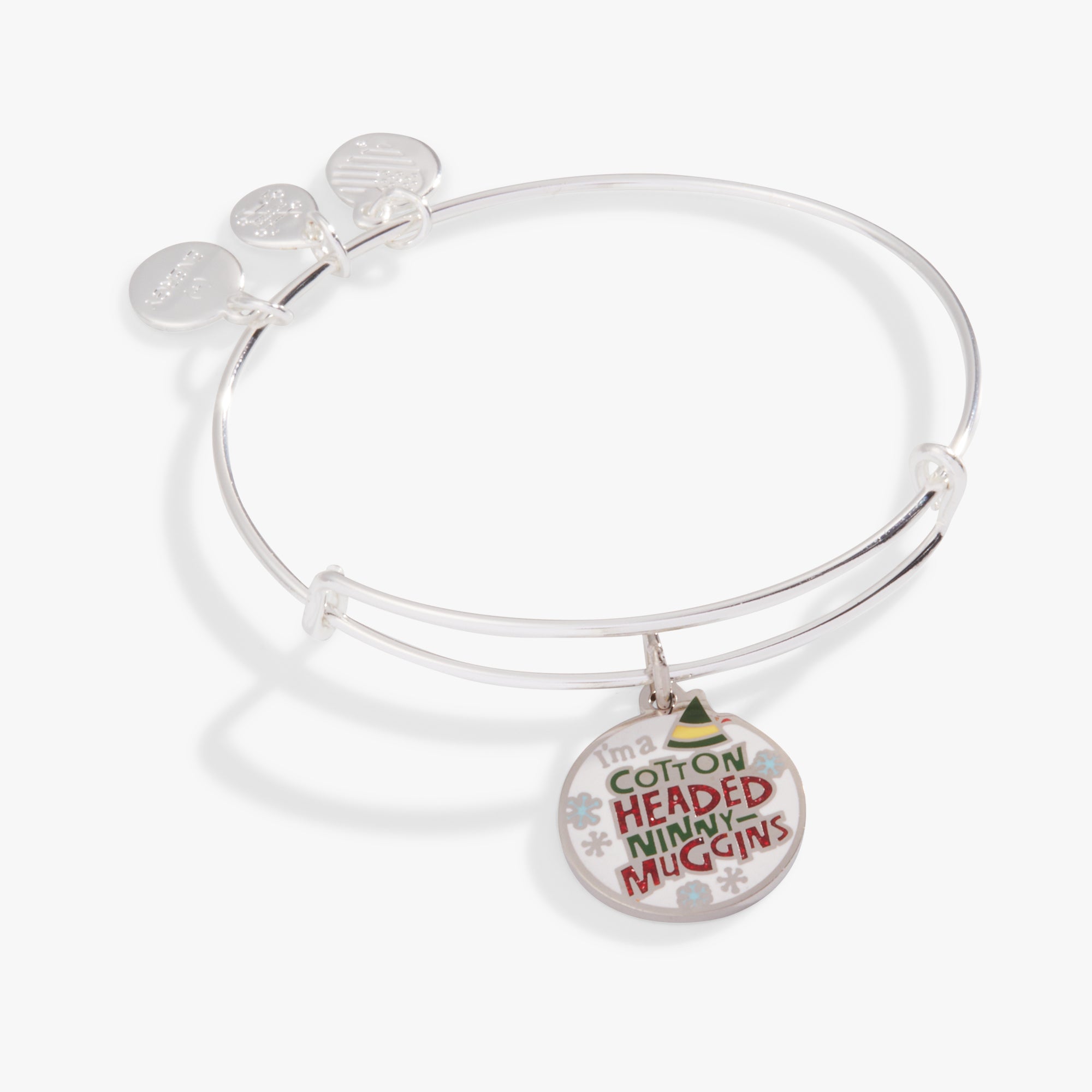 ELF™ 'Cotton Headed Ninny Muggins' Christmas Charm Bangle - Festive Holiday Jewelry Gift for Women & Girls - Perfect for Christmas Parties & Gift Exchanges