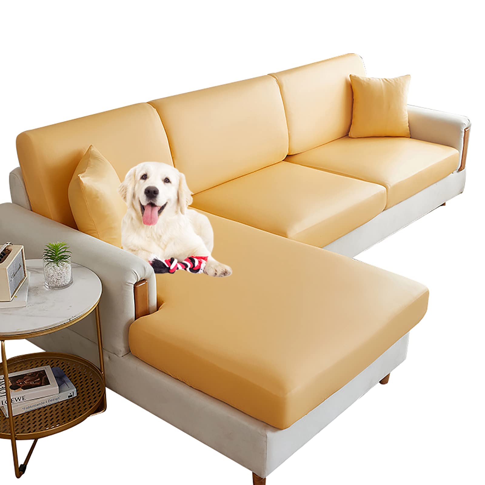 Waterproof PU Leather Stretch Sofa Slipcover - L Shaped Couch Cover for 1-4 Seats, Anti-Slip Furniture Protector for Pets & Kids (Size B 12) | Perfect for Living Room, Family Room & Pet-Friendly Homes
