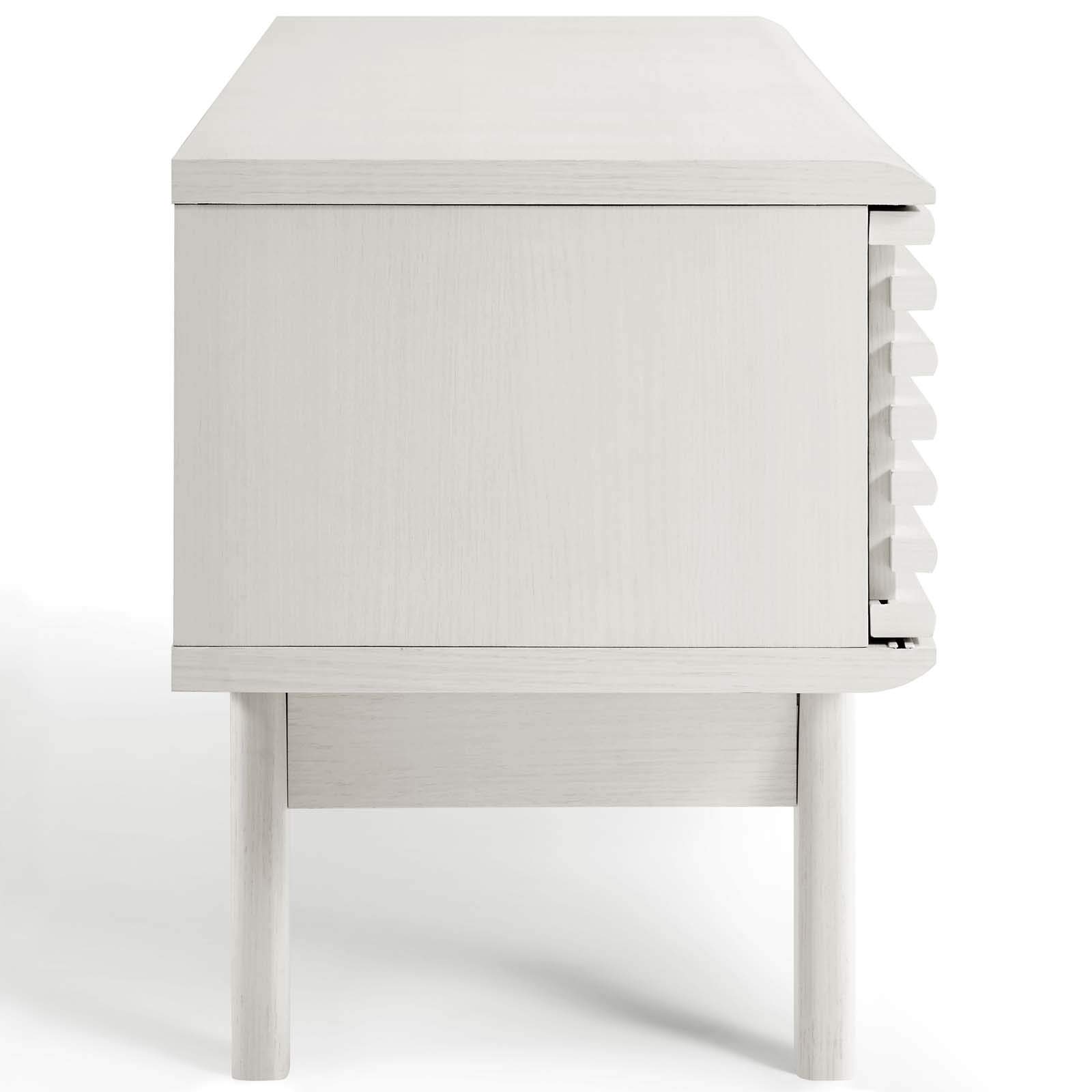Modway Render Mid-Century Modern Low Profile 59 Inch TV Stand - White Wooden Entertainment Center for Living Room, Bedroom & Home Theater