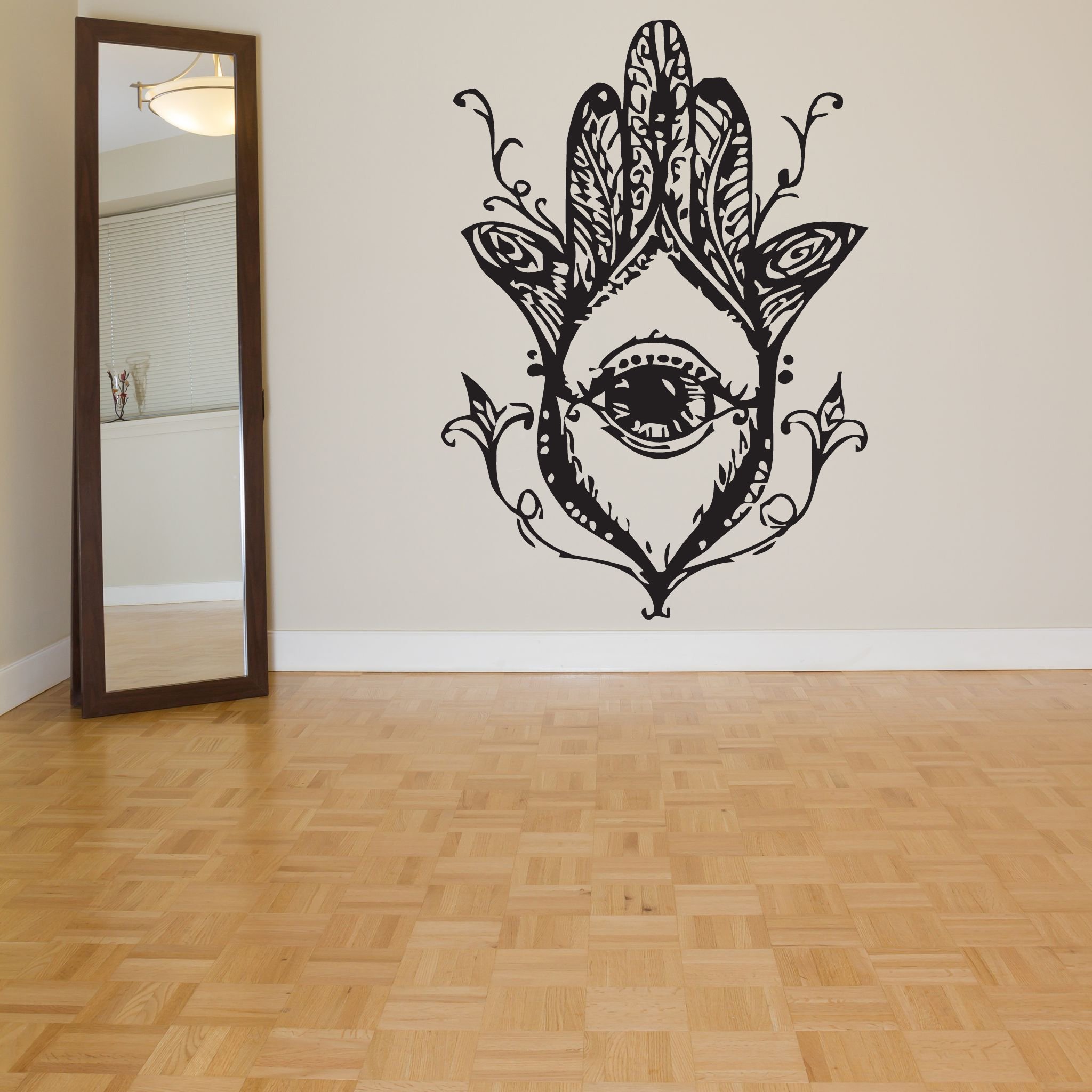 AratikDesigns Hamsa Hand Eye Wall Decal - Self-Adhesive Vinyl Sticker for Home Decor, Spiritual Protection & Boho Room Aesthetics | Perfect for Bedroom, Living Room, Yoga Studio & Meditation Space