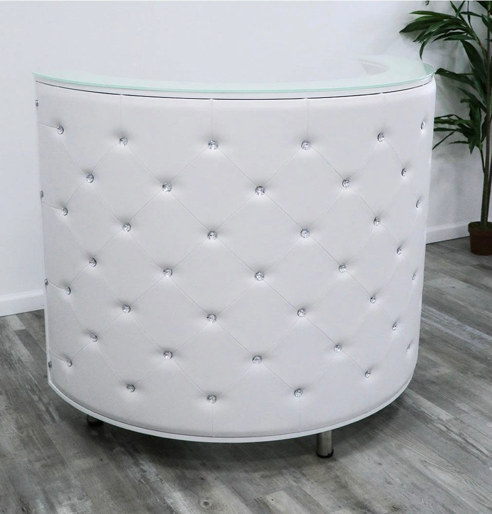Elegant White Reception Desk for Offices & Hotels - Modern Lobby Furniture for Professional Spaces