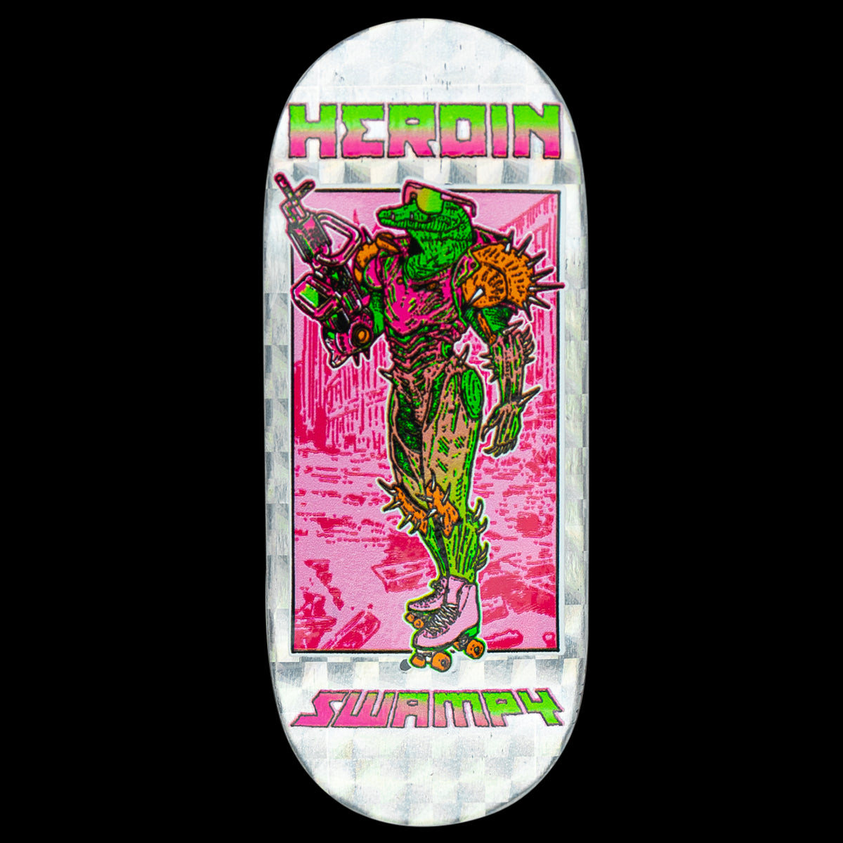 Maple Labs Fingerboard Deck - Swampy Video City II Hellscape | Professional Skateboard Mini Deck for Tricks & Stunts | Perfect for Skateboarding Enthusiasts & Collectors