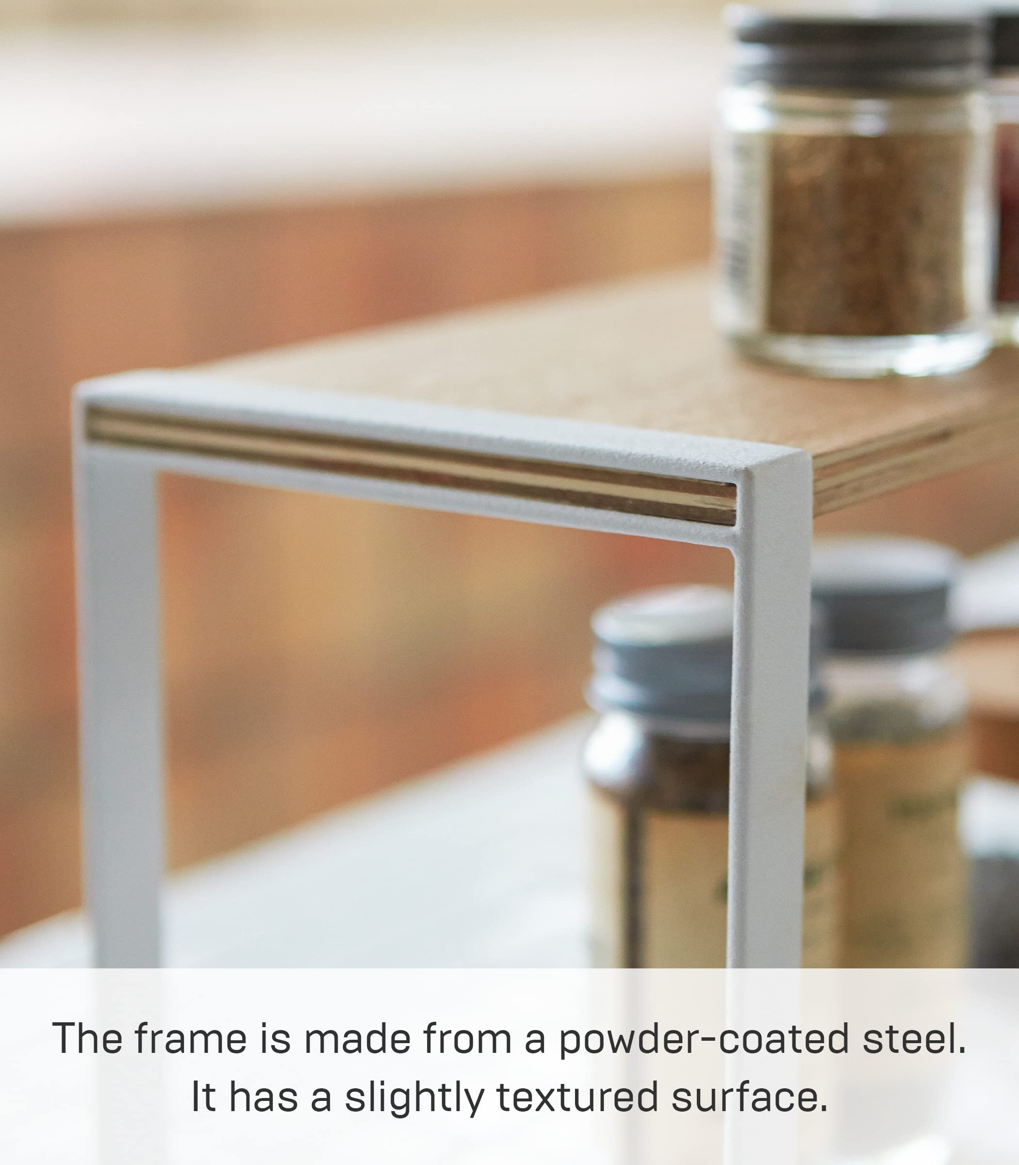 Yamazaki Home Kitchen Rack - Countertop Storage Shelf Organizer with Steel Frame & Wooden Shelves | Space-Saving Solution for Spices, Utensils & Small Appliances