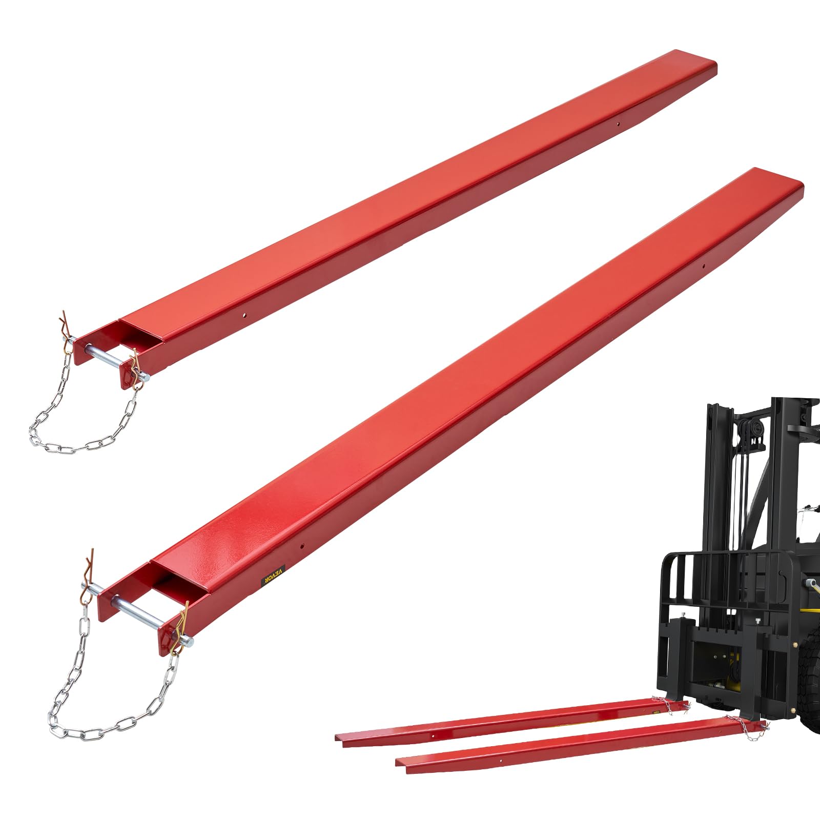 VEVOR 72 Inch Heavy Duty Forklift Extensions - 4.5 Inch Width Fork Extender with Pins for Forklift Trucks | Ideal for Warehouse, Construction & Industrial Material Handling