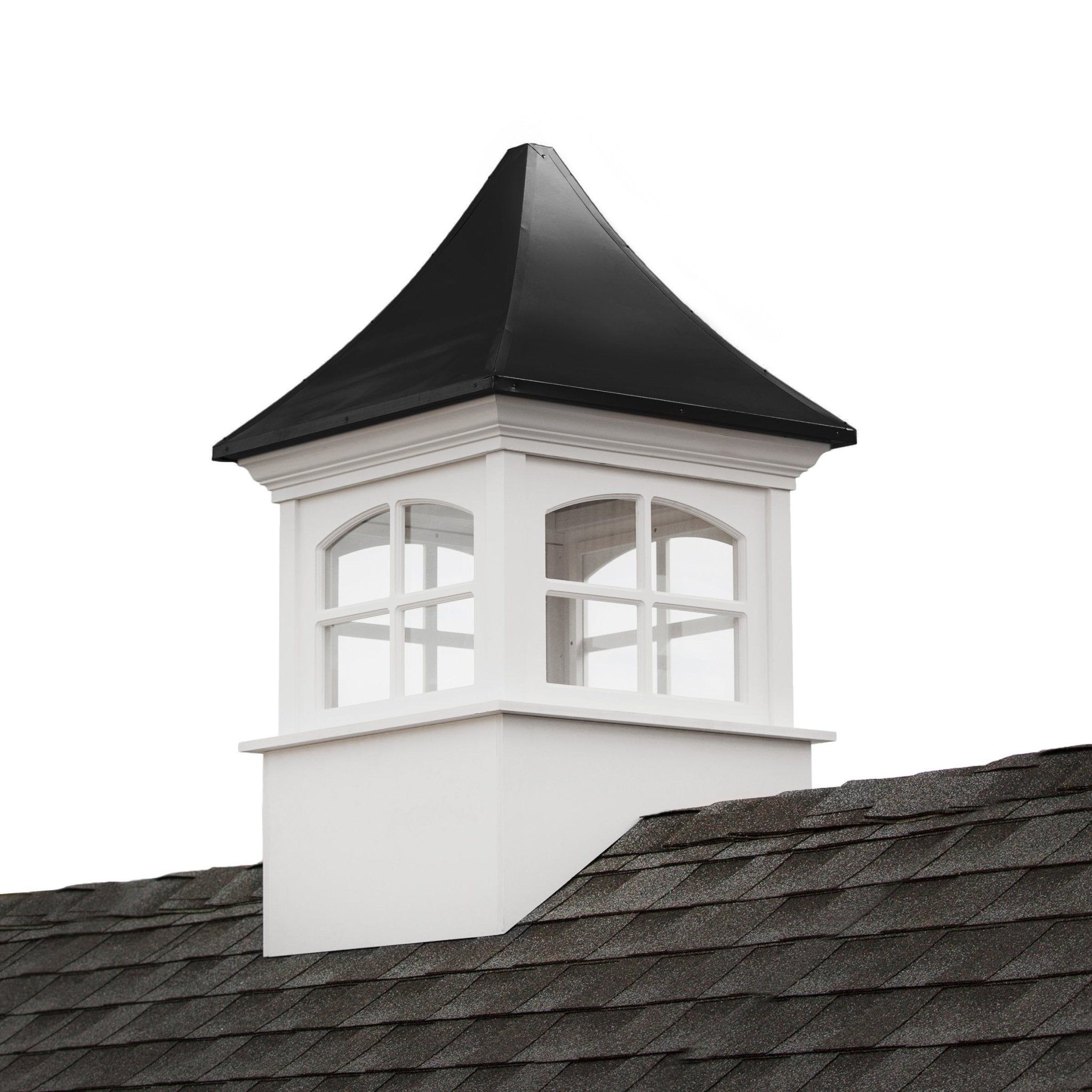 Westport Vinyl Cupola with Black Aluminum Roof - Weatherproof Decorative Ventilation for Home & Barn - Perfect for Farmhouse, Shed & Garage Roof Ventilation
