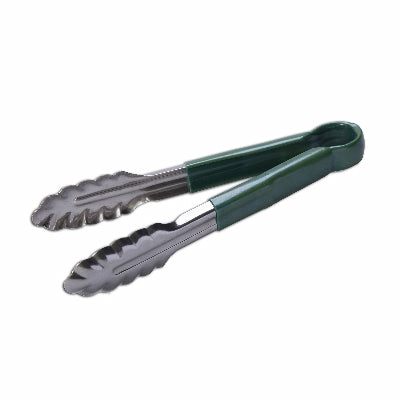 Premium 9-Inch Green Coated Utility Tongs - Non-Slip Heat Resistant Kitchen Tongs for Cooking, Grilling, Salad Serving & Food Handling - Culinary Essentials 859301