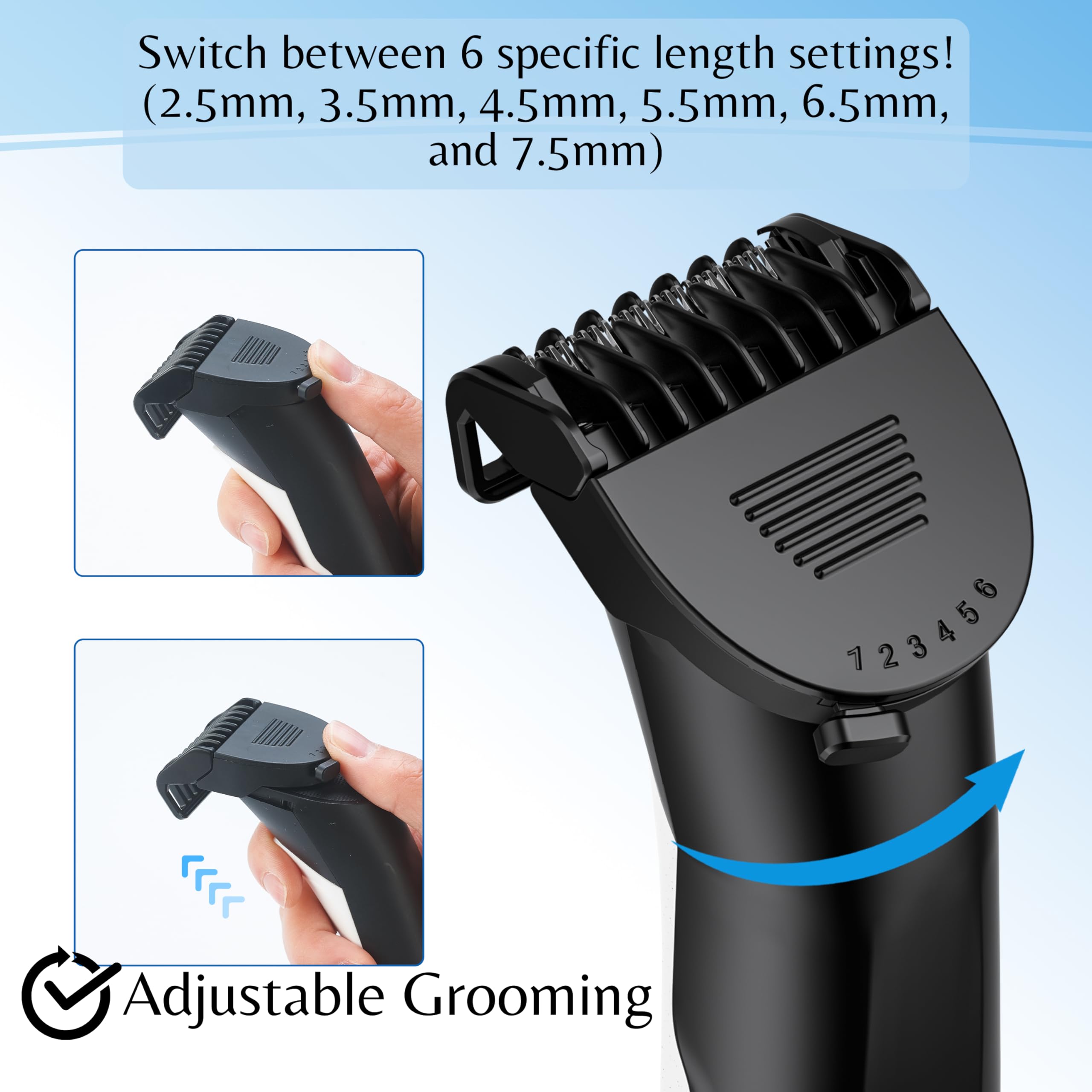 BarberBoss QR-2073 Men's Body Groomer & Ball Shaver - Electric Pubic Hair Trimmer for Groin, Chest & Body - Waterproof Manscaping Trimmer for Smooth Shaving at Home or Gym - White