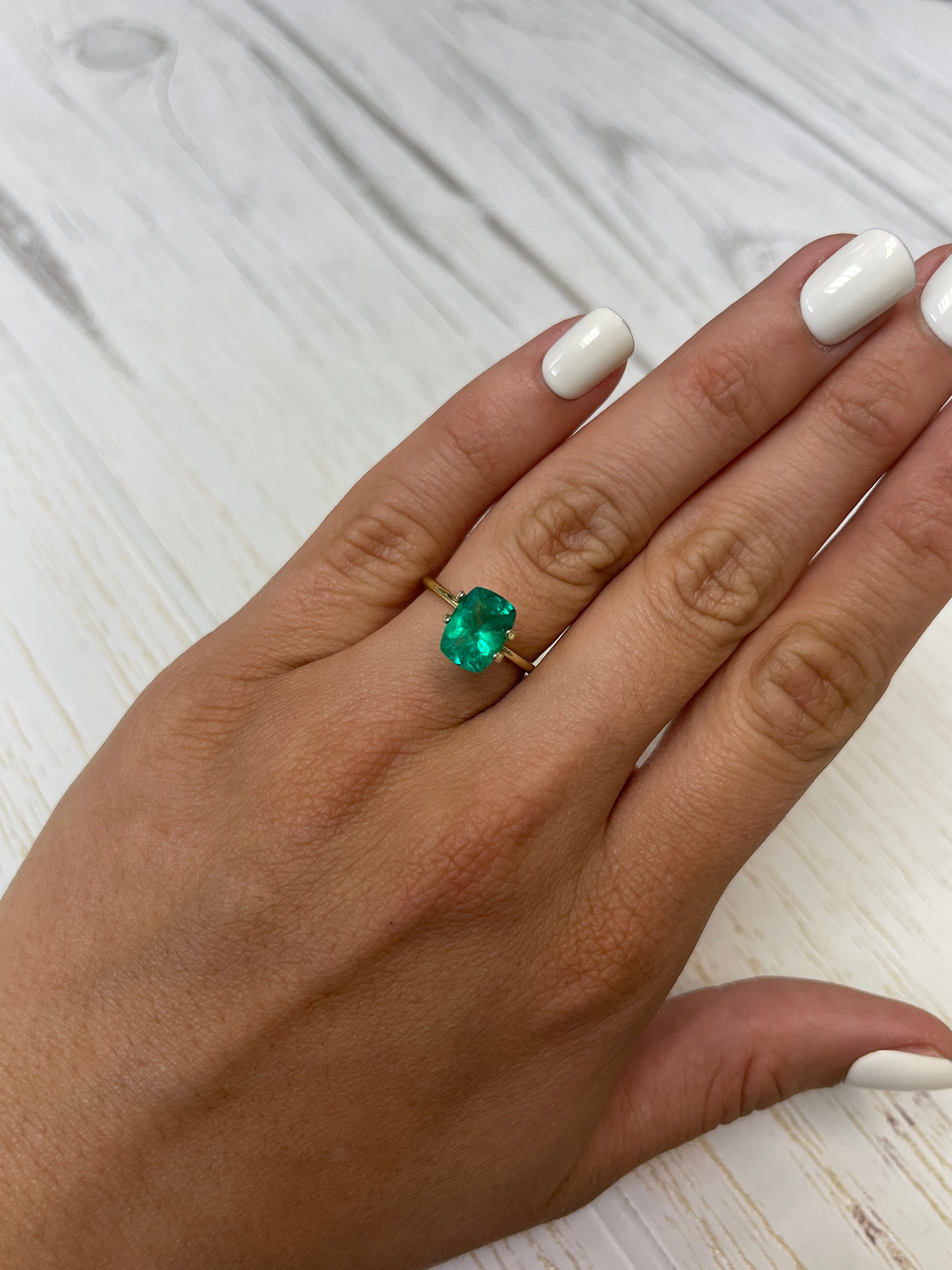 1.85 Carat 10x7mm Vivid Green Natural Colombian Loose Emerald - Elongated Cushion Cut Gemstone for Jewelry Making & Engagement Rings