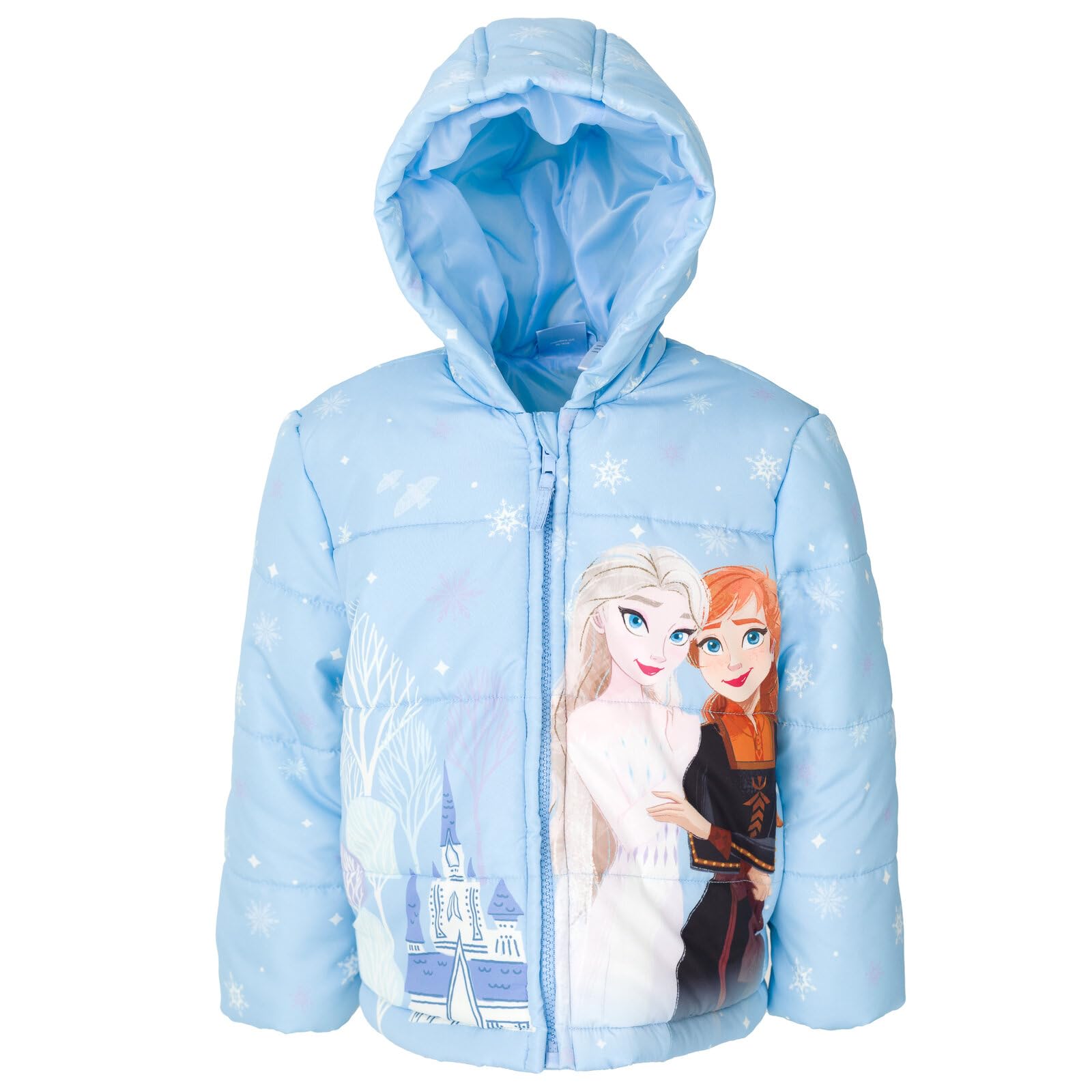 Disney Frozen Girls' Puffer Jacket with Zip Up - Warm Winter Coat for Toddler to Kids (2T-8 Years) - Perfect for Snow Play & Outdoor Adventures