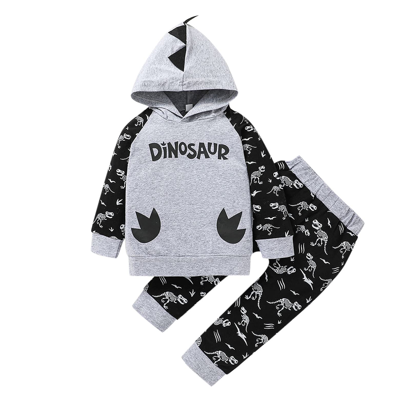**Dinosaur Hooded Sweatshirt & Pants Outfit Set for Baby Boys & Girls - Cute Toddler & Infant Dino Costume for Playdates, Birthday Parties & Photo Shoots**