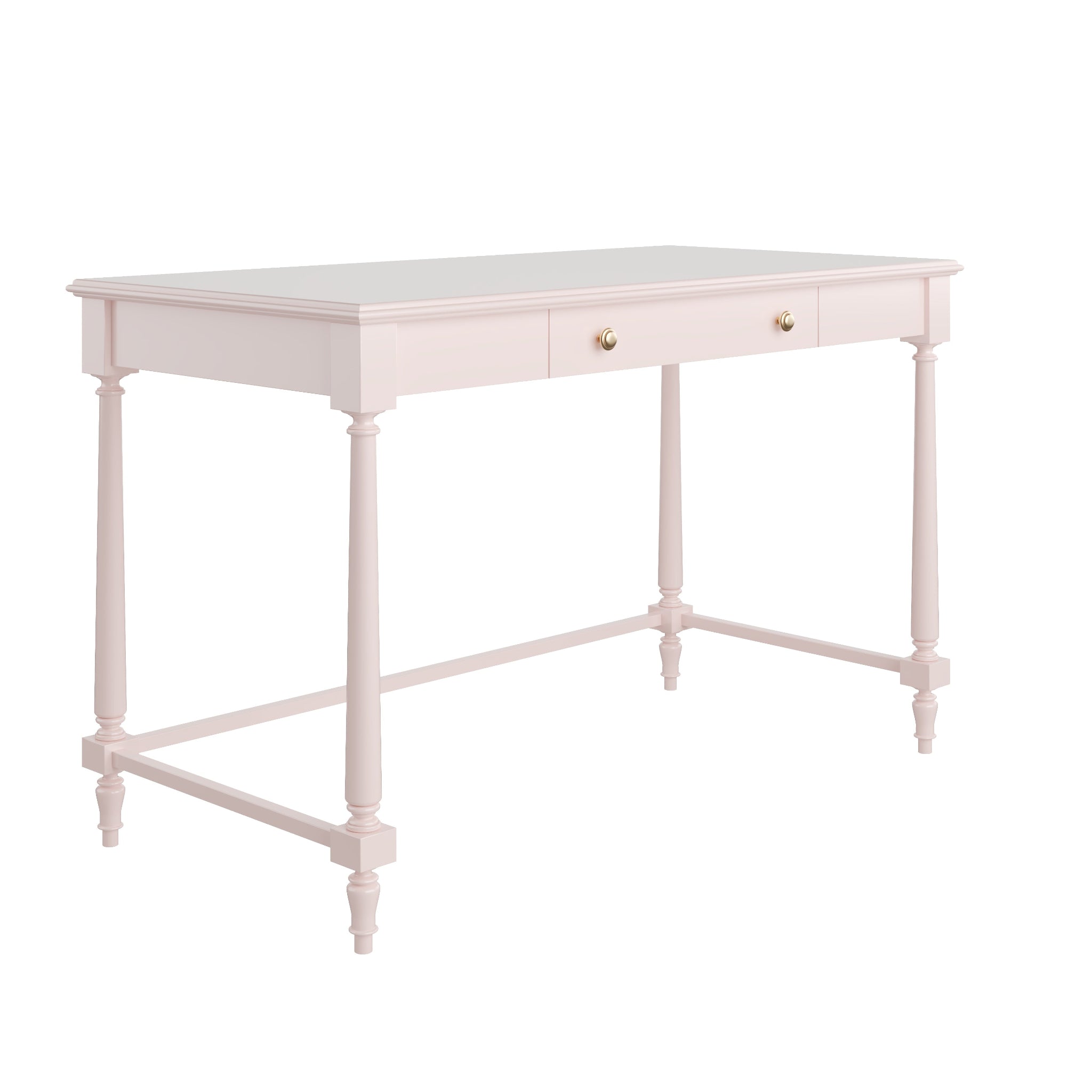 Handmade Custom Painted Wooden Two-Drawer Writing Desk with Turned Legs - Perfect for Home Office, Study Room & Dormitory Decor