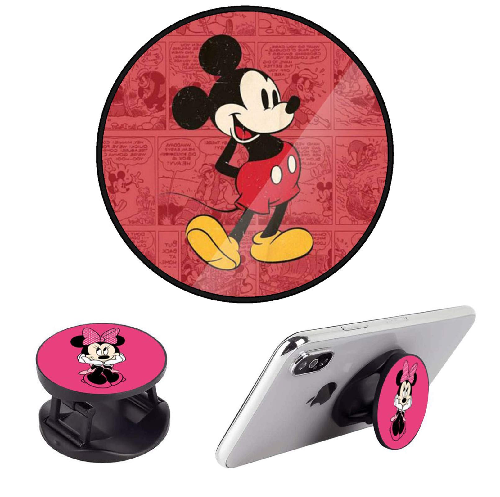 Foldable Expanding Phone Stand Holder Grip Kickstand - Compatible with All Smartphones & Tablets (Mickey & Minnie Mouse Design) - Perfect for Watching Videos, Gaming, and Hands-Free Use