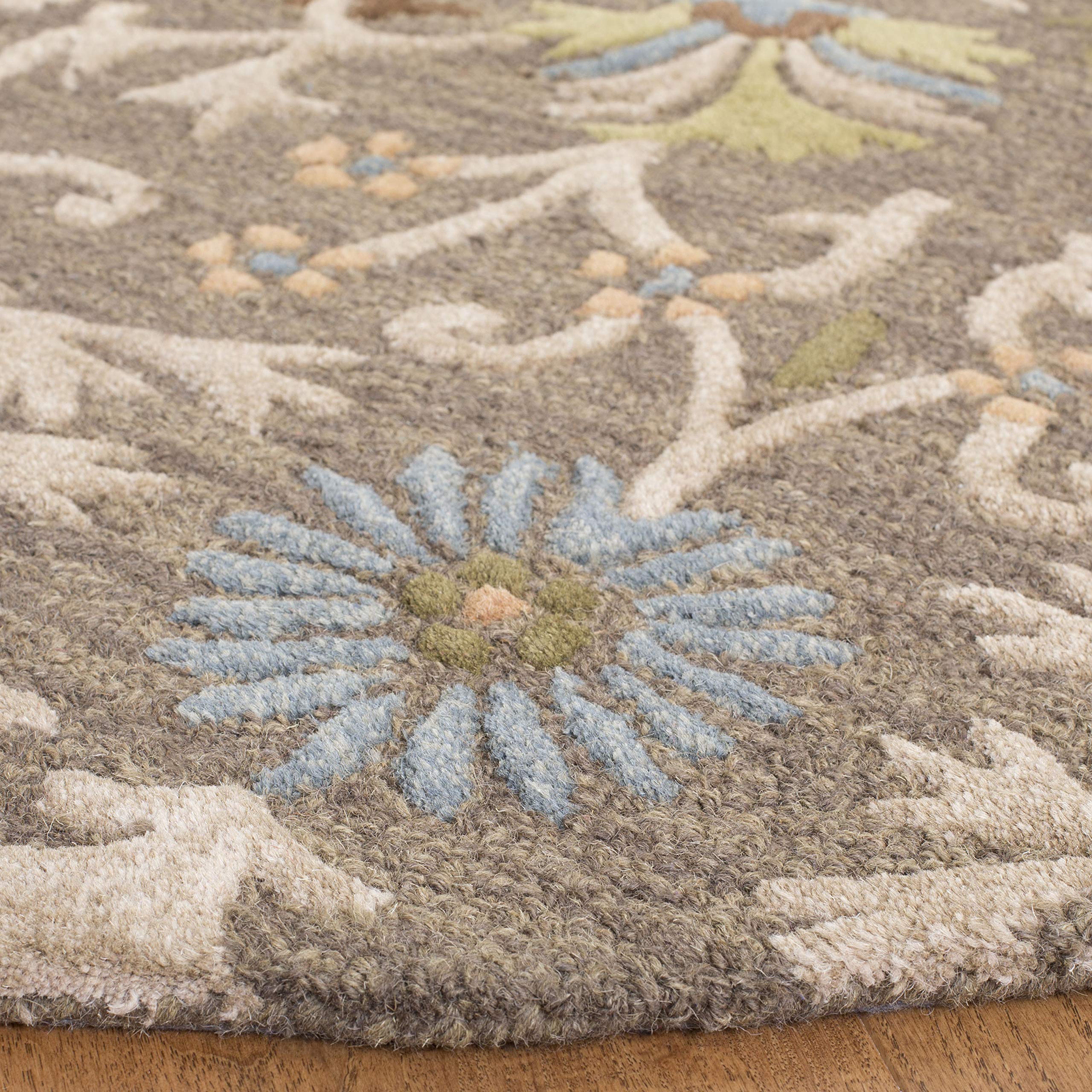 SAFAVIEH Cambridge Collection 4' Round Moss & Multi Handmade Moroccan Wool Area Rug - Perfect for Living Room, Bedroom, or Office Decor