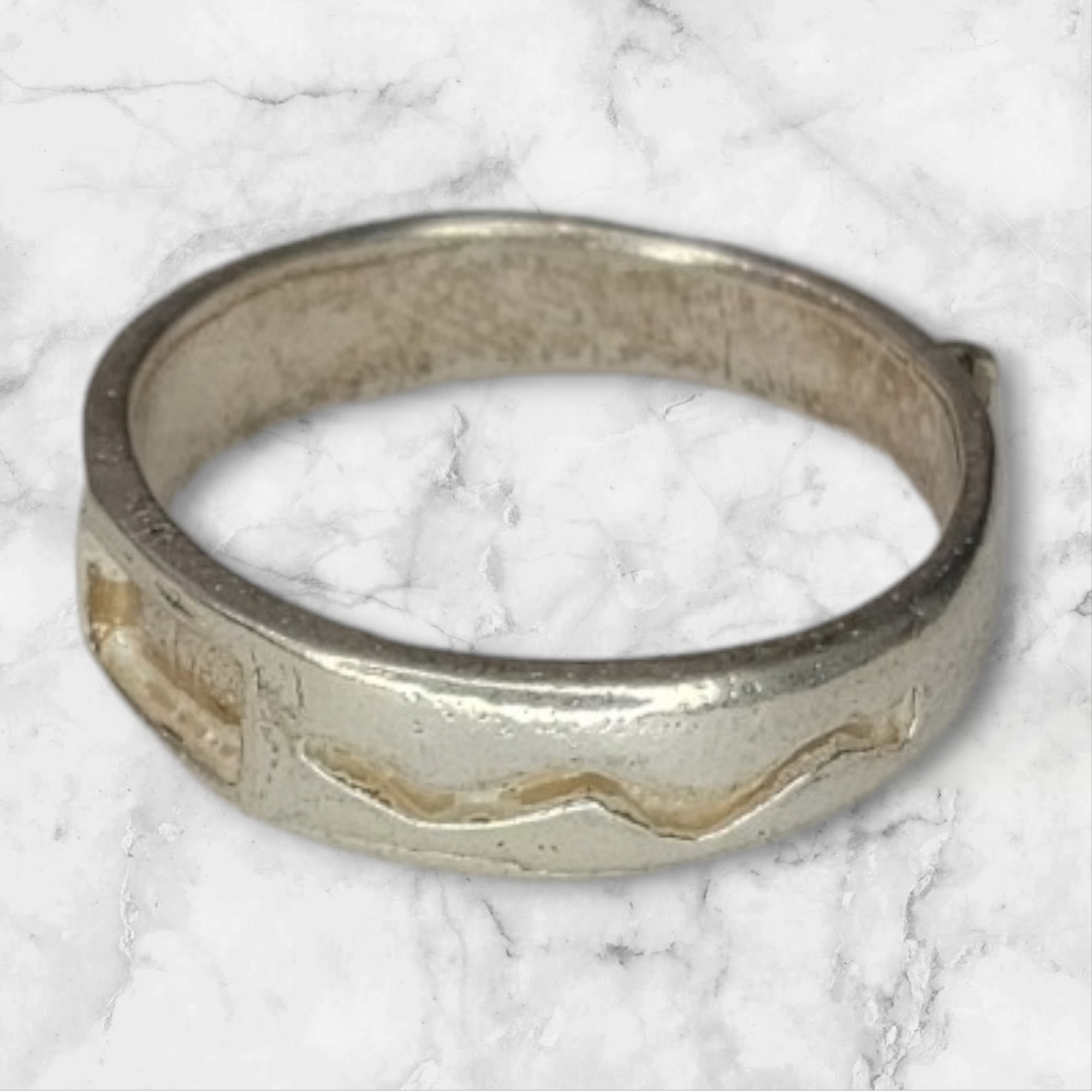 Solid Sterling Silver Inlay Rectangle Blank Setting for DIY Jewelry Making - Rough Casted Empty Ring for Carving & Engraving - Perfect for Silversmiths & Jewelry Artists (Size 4-8) - Ideal for Custom Rings, Wedding Bands & Handmade Jewelry Designs
