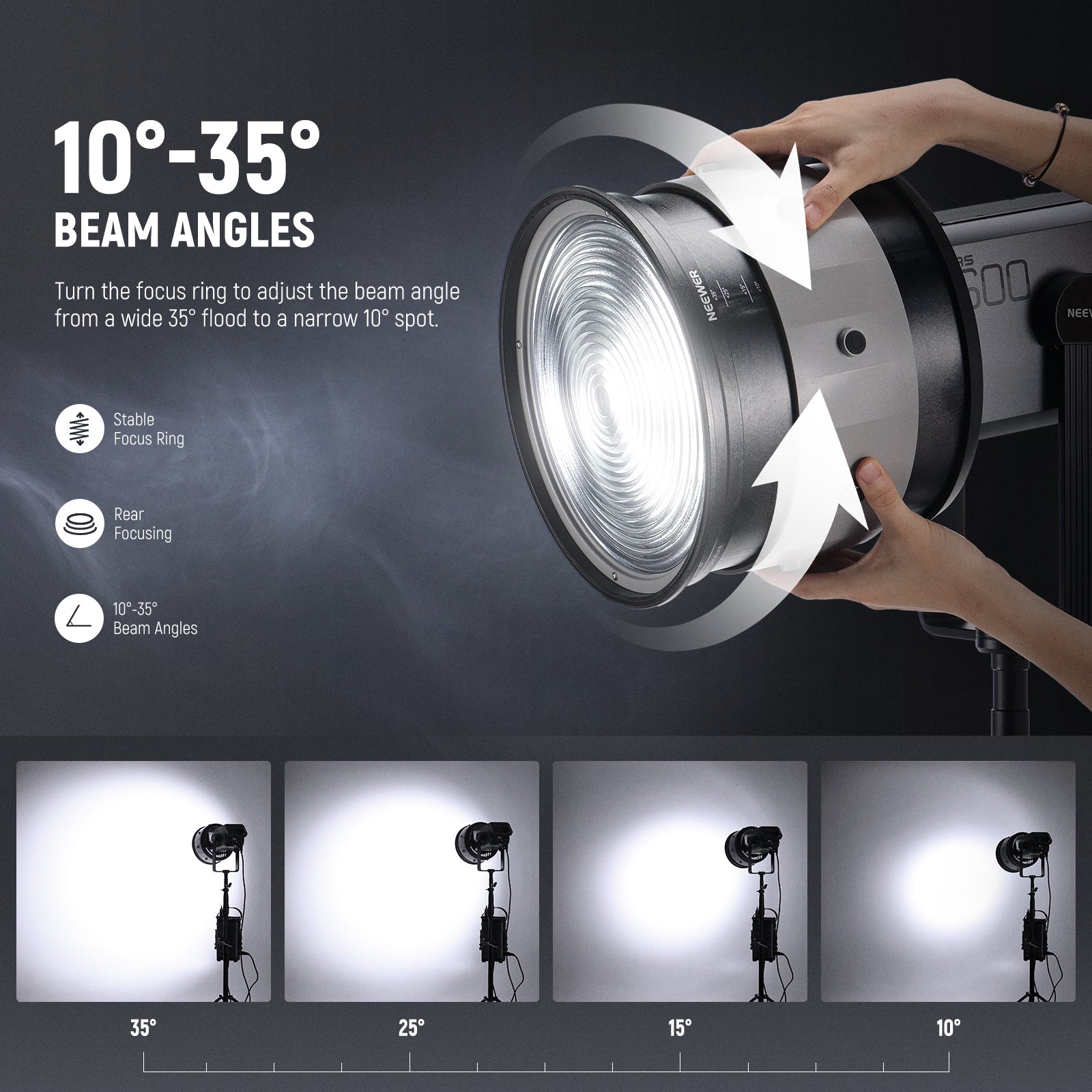 NEEWER CSF10 10-Inch Fresnel Lens with 35° Beam Angle - Perfect for Stage Lighting, Photography, and Film Production