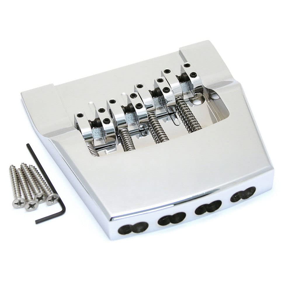 Hipshot Brass Bridge for Rickenbacker Bass - Chrome Plated Upgrade for Enhanced Tone & Sustain | Perfect for Rock, Jazz & Studio Recording