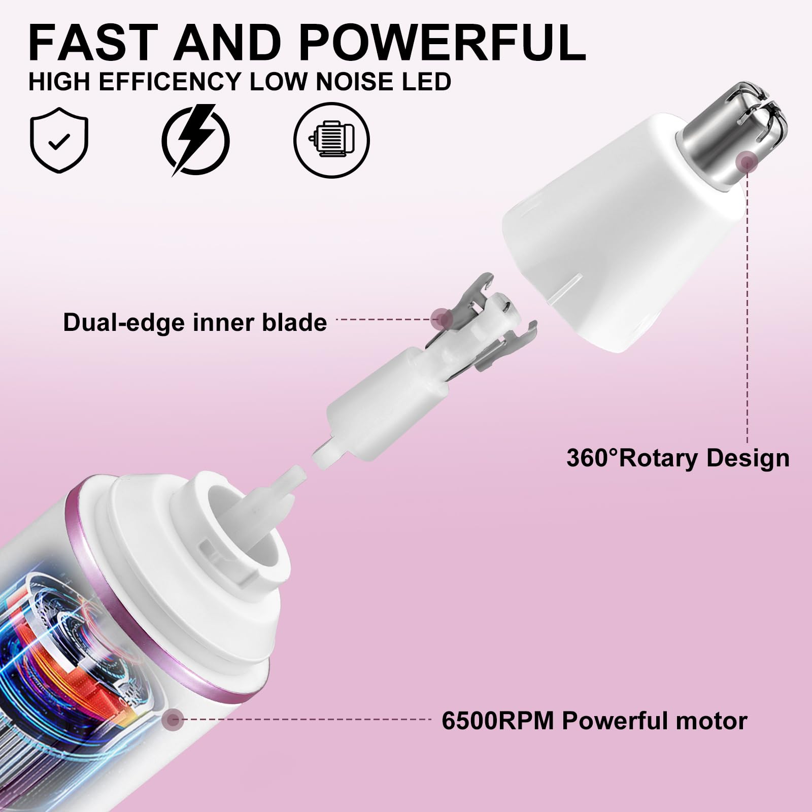 AREYZIN 2-in-1 Painless Nose Hair Trimmer & Eyebrow Trimmer for Women - White Facial Hair Removal Tool with Dual-Edge Blade, Easy to Clean - Perfect for Travel, Home Grooming & Personal Care