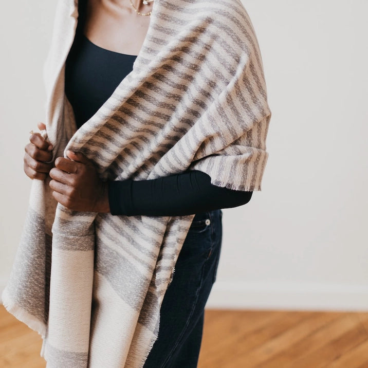 Long Weekend Strip Scarf - Soft & Stylish Womens Fashion Accessory for Travel, Office, and Casual Outfits
