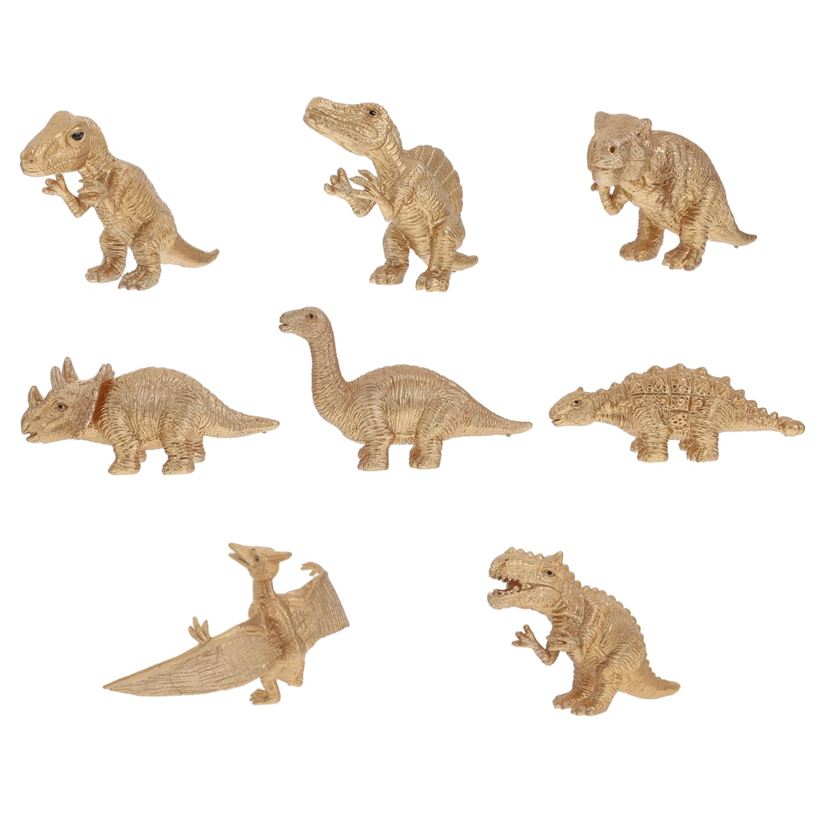8pcs Golden Dinosaur Figurines - Dinosaur Toys Set for Kids, PVC Animal Models, Tabletop Decor, Party Centerpiece, Educational Number Toys | Perfect for Birthday Parties, Classroom Rewards, Home Decor & Dinosaur Theme Collections