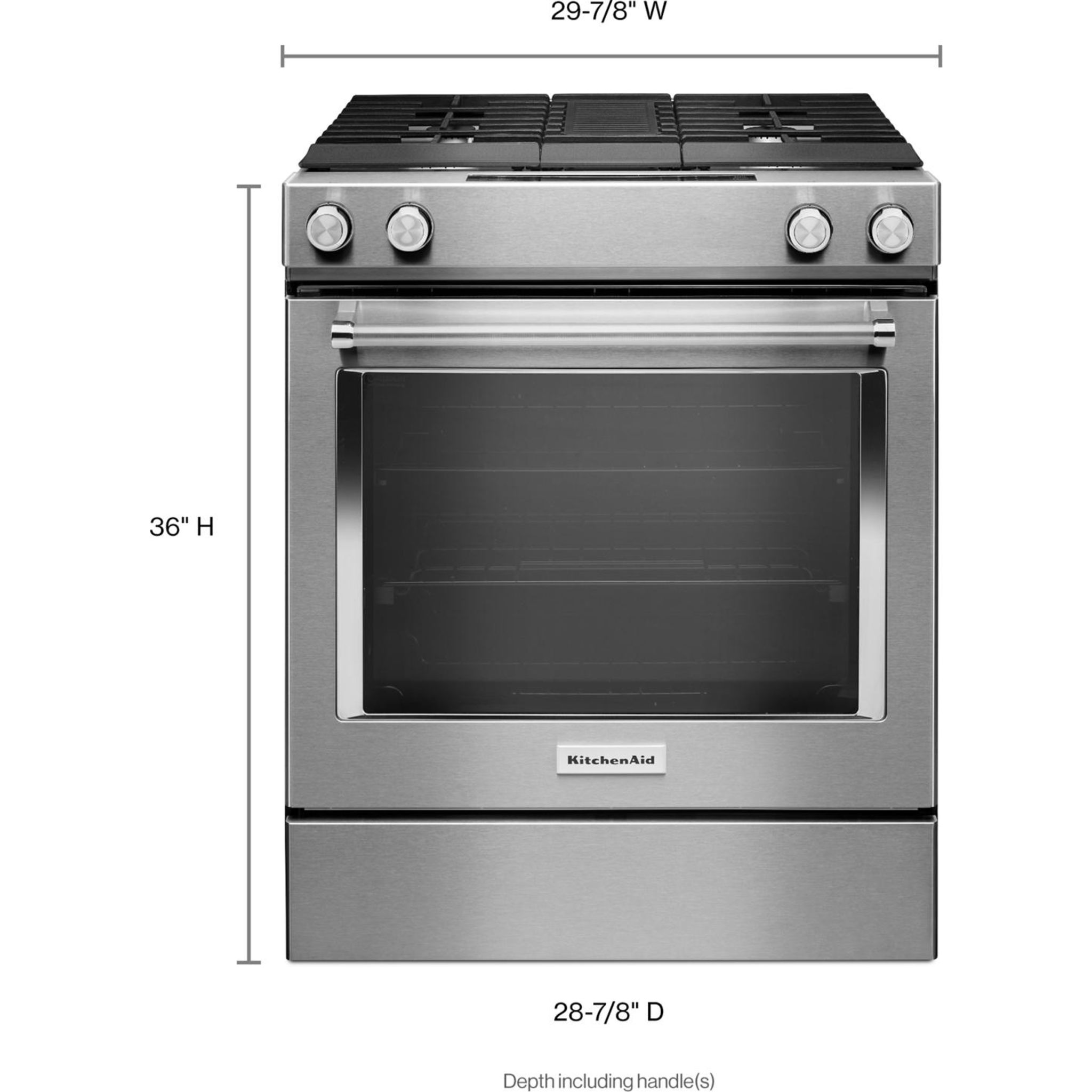 KitchenAid KSDG950ESS 30-Inch Slide-In Dual Fuel Range - Stainless Steel Gas Stove & Electric Oven for Professional Cooking & Baking at Home