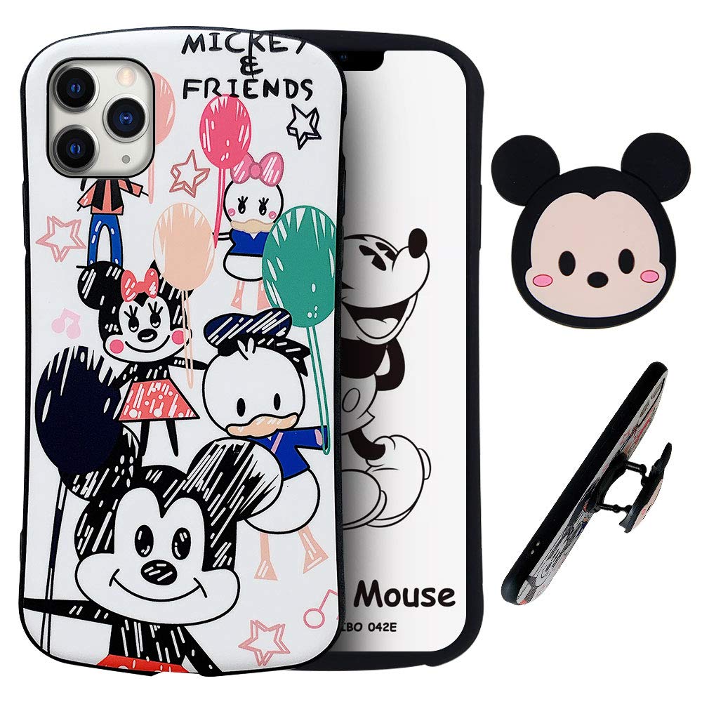 Disney Mickey Mouse Cute Cartoon Shockproof Phone Case for iPhone 11 Pro Max - Stylish Kickstand Holder with Waist Design, Protective Cover for Kids Teens Girls | Perfect for School, Travel & Daily Use