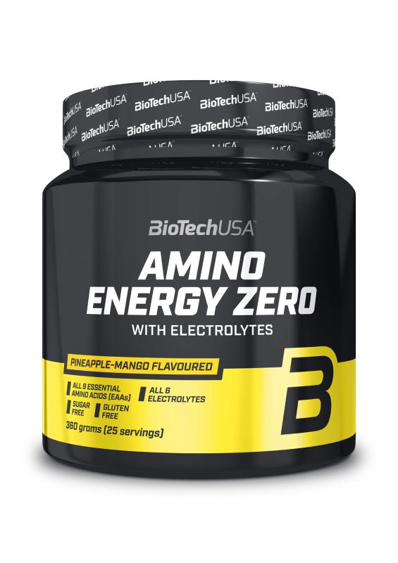 BioTechUSA Amino Energy Zero with Electrolytes - Peach Iced Tea Flavor, 360g Powder for Workout Recovery & Hydration | Pre-Workout Supplement for Gym, Running & Fitness Enthusiasts